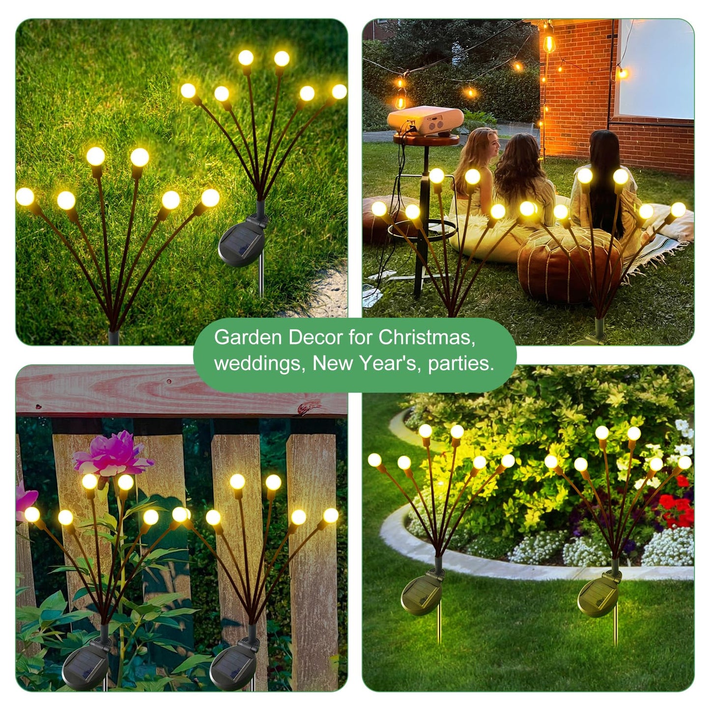 AAOVEFOX Solar Lights Outdoor, 6 Pack Solar Garden Lights, Firefly Lights, Garden Decorations for Yard Patio Pathway Lawn, Gifts for Mom Women