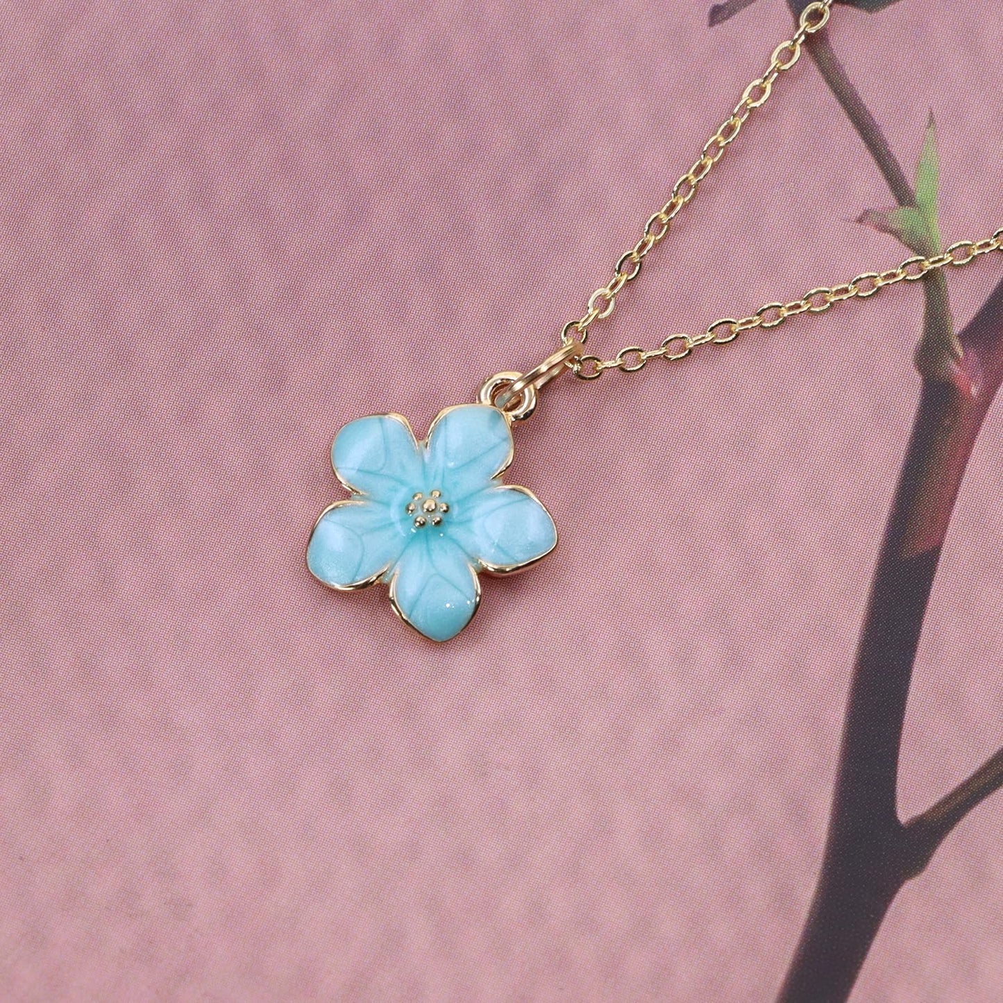 Tupalizy 100PCS Small Flower Enamel Charms Cherry Blossom Decor Gold Plated Pendant for Bracelets Necklaces Earrings Jewelry Making Findings Purse Keychains DIY Crafts Handmade Gifts Accessories,17x14mm,Blue