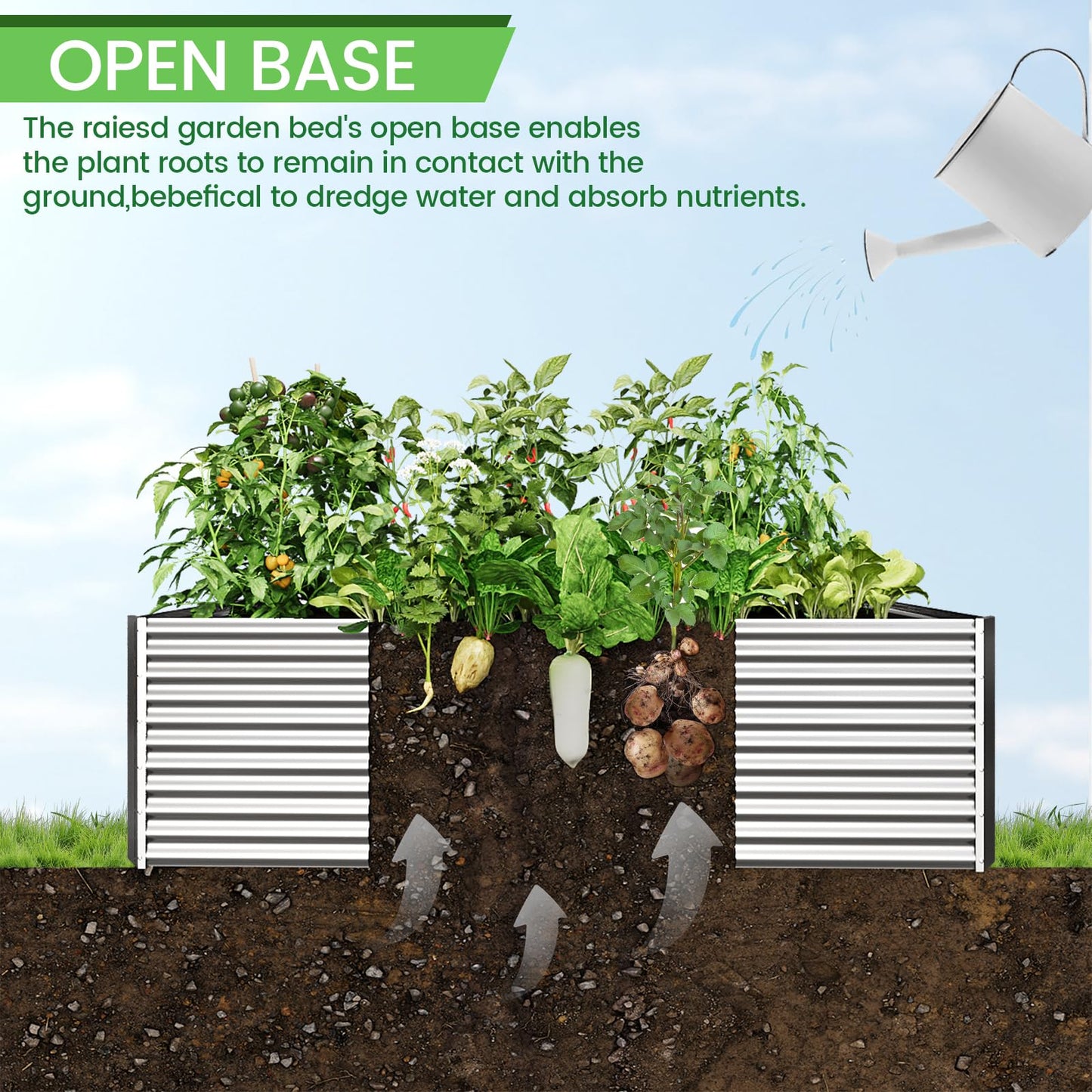 FRIZIONE 2pcs Tall Galvanized Raised Garden Bed Outdoor,Steel Garden Bed for Vegetables,Above Ground Garden Box for Flower,Metal Raised Beds for Gardening - 6x3ft