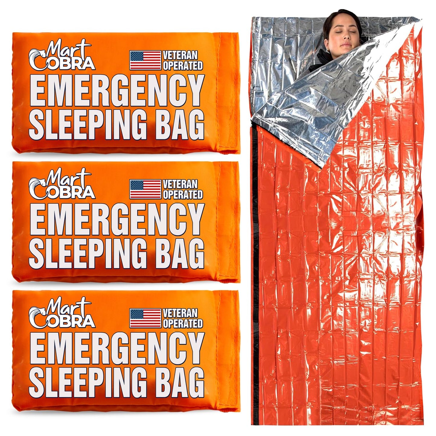 Emergency Sleeping Bag 3 Pack | for Survival Gear and Supplies Life Bivy Sack Waterproof Mylar Emergency Blankets for Survival Kit Car Camping Gear Hiking Tac Bivvy Go Bag Supplies Sleep Sacks Shelter