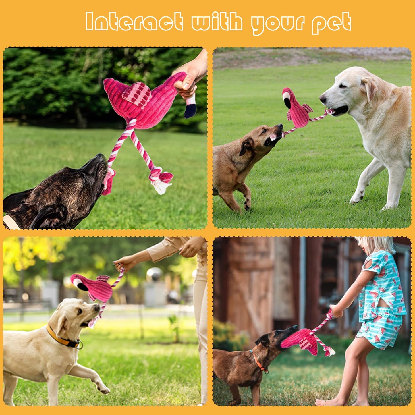 MRSOHRET 5 Pack Plush Dog Toys with Rope, Squeaky Dog Toys, Tug of War Dog Interactive Toy, Durable Dog Chew Toys for Large Dogs & Puppies