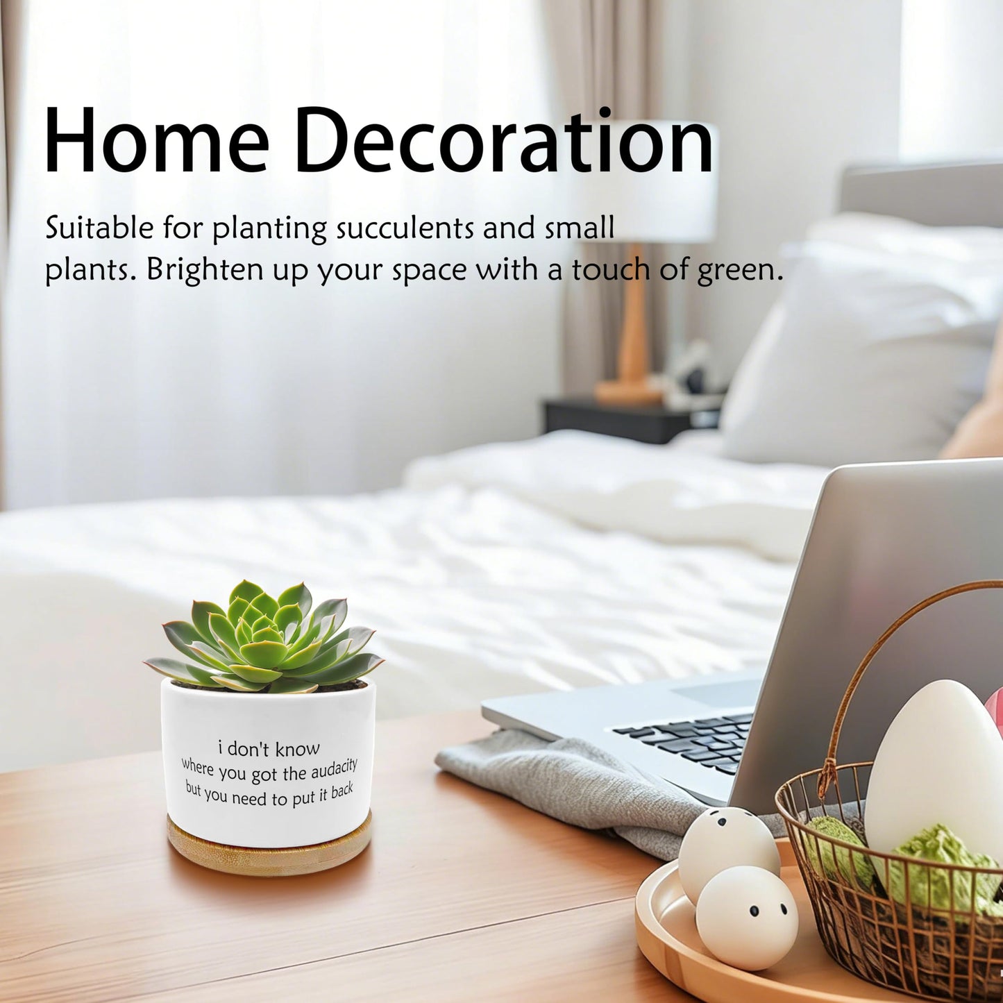 EVIHCG Funny Humorous Saying Planter Pots, Sarcastic I Don't Know Where You Got the Audacity Ceramic Succulent Plant Flower Planters for Home Office Desk Table Shelf(No Plants)