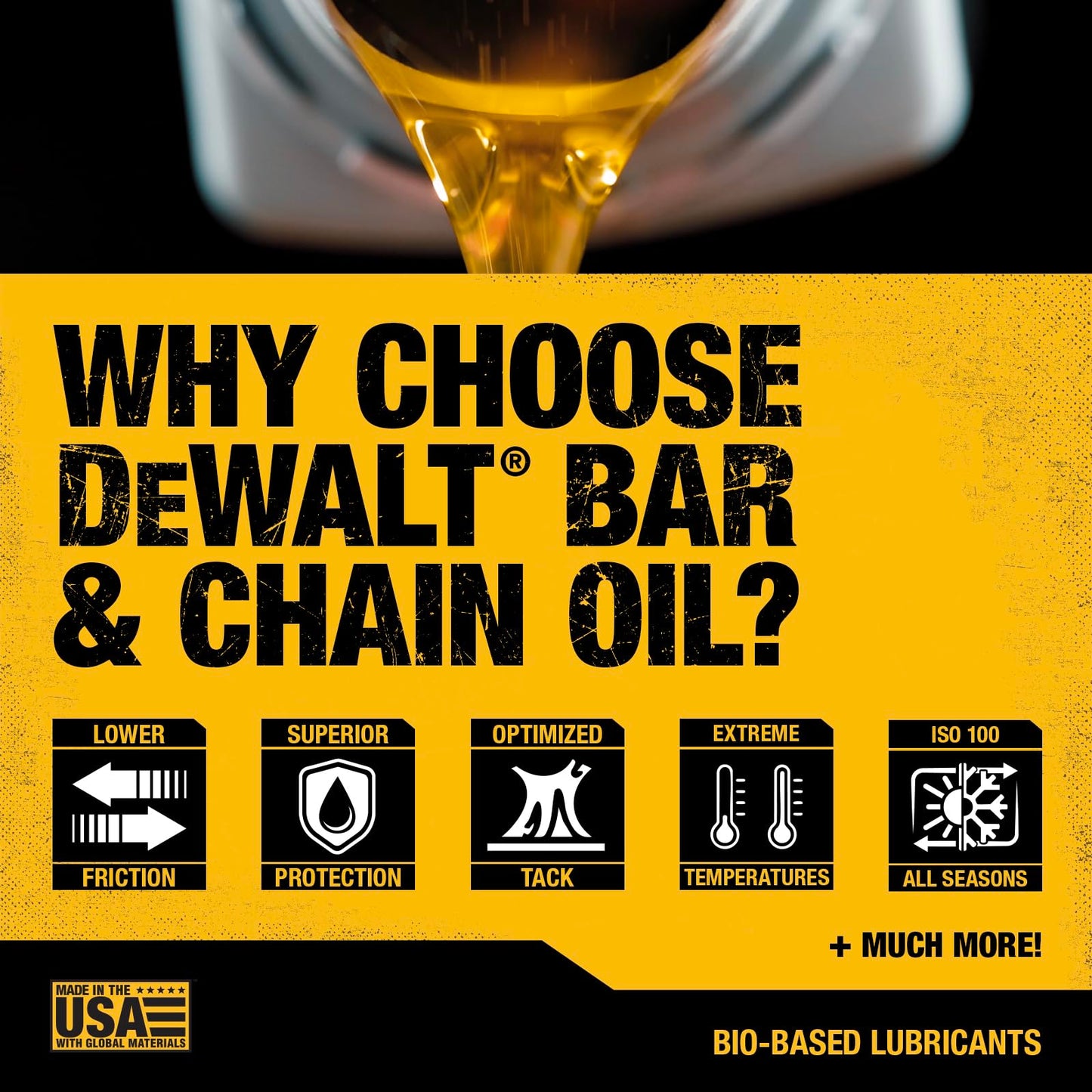DEWALT – Biodegradable Bar & Chain Oil – Green, Eco-Friendly, Non-Toxic Professional Bar & Chainsaw Lubricant – Ultraclean All-Season Oil for Gas, Electric Saw, and Pole Saw, 1 Gallon