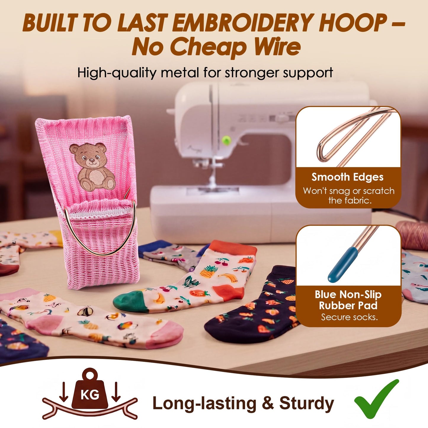Boao Sock Hoop for Embroidery Machine – 3PCS Embroidery Hoops Kit (2 Adult + 1 Kids), Easy Hooping Aid for Socks, Embroideries Hoop Accessories for Socks, Sleeves & Embroideries Machine