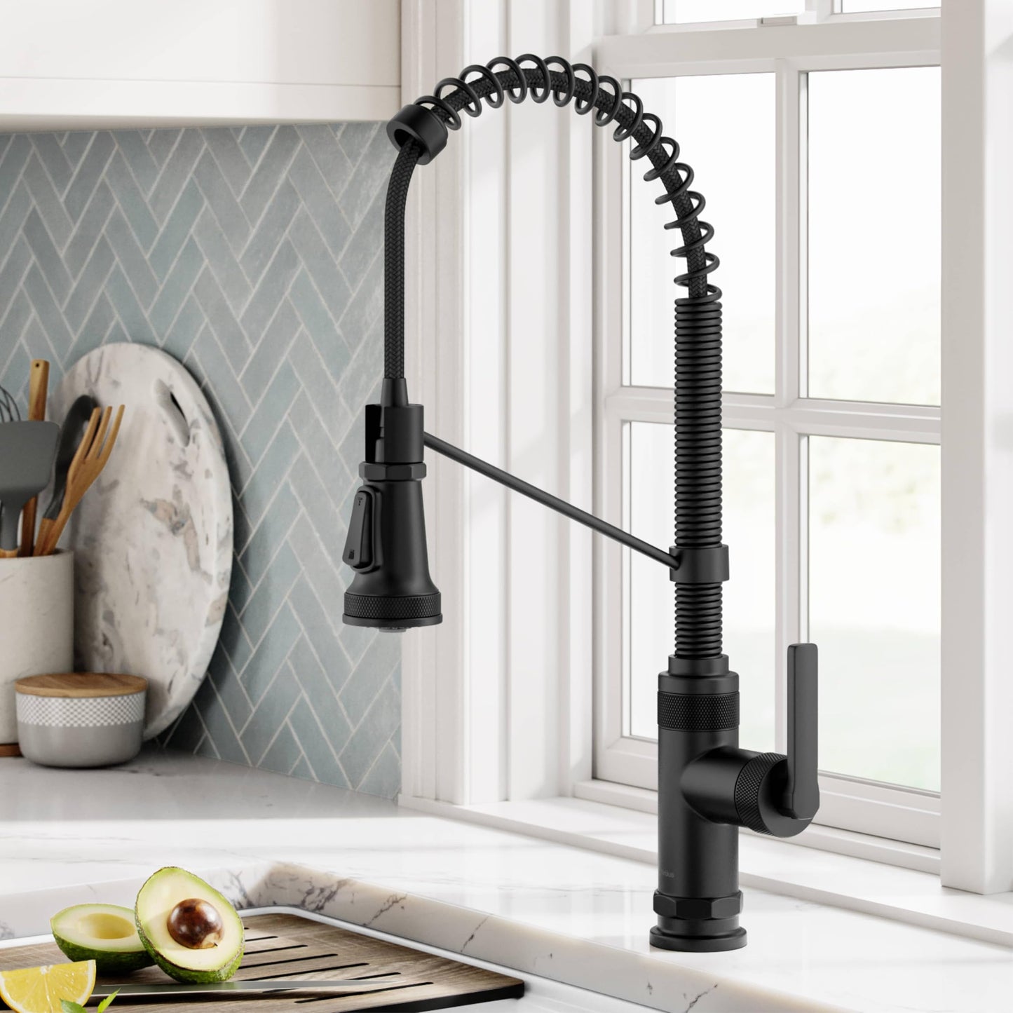 KRAUS Allyn Commercial Style 2-Function Single Handle Pull Down Kitchen Faucet in Matte Black, KPF-4110MB
