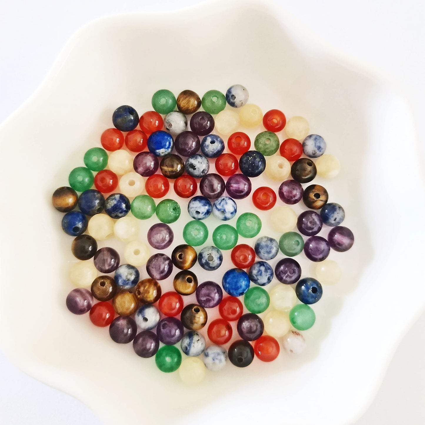 GangGangHao 350pcs 4mm 7 Chakra Natural Stone Round Beads Crystals Energy Healing Genuine Real Stone DIY Charm Smooth Beading for Bracelet Necklace Earrings Jewelry Making(4mm,7 Chakra Color