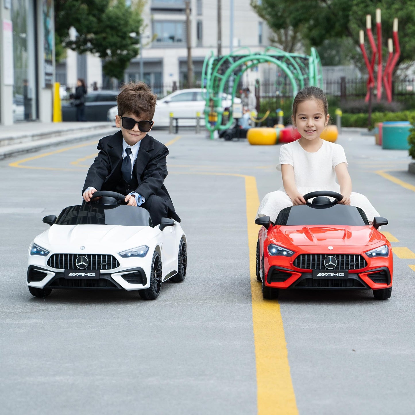 Licensed Mercedes-Benz Kids Electric Car by TOBBI, Toddlers Ride On Toy, Battey-Powered Vehicle with Parental Remote Control/Soft Start/3 Speeds/Horn & LED for Children Ages 3-6 Years-White