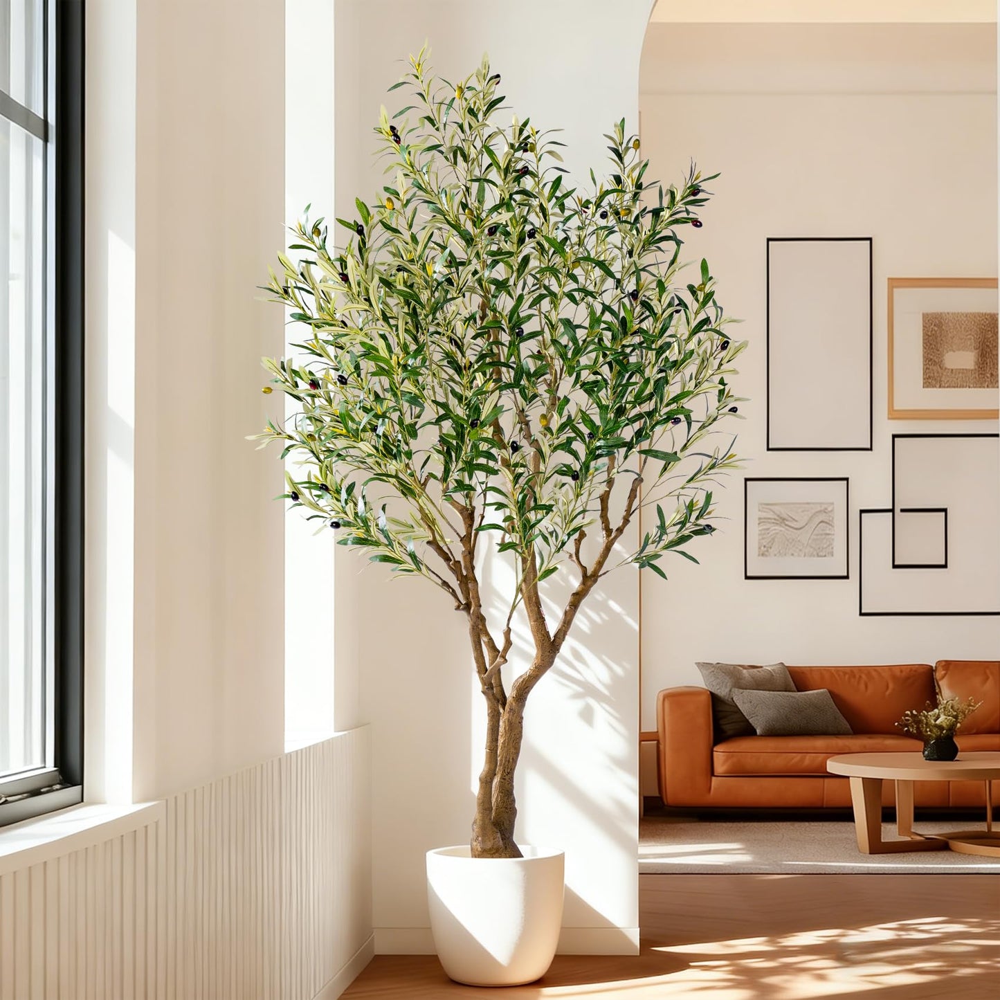 6ft Faux Olive Tree with Pot & Moss Artificial Olive Plant Fake Olive Tree for Home Decor, Large Indoor Artificial Trees Faux Plants Indoor Durable Artificial Trees for Living Room/Office