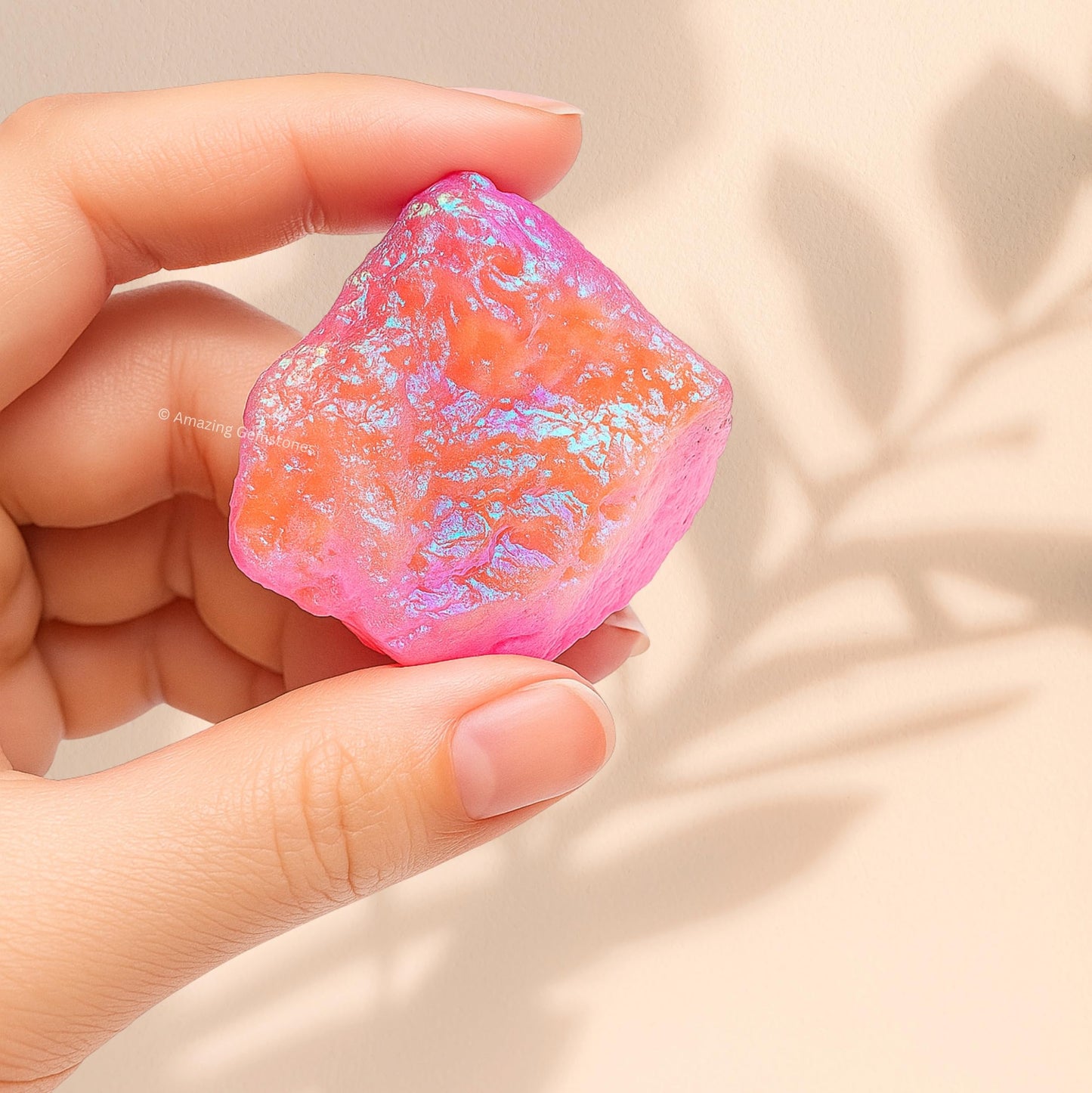 Amazing Gemstone Angel Aura Rose Quartz Raw Crystals and Healing Stones, Natural Rocks for Tumbling and DIY Raw Stones and Crystals (1 Piece)