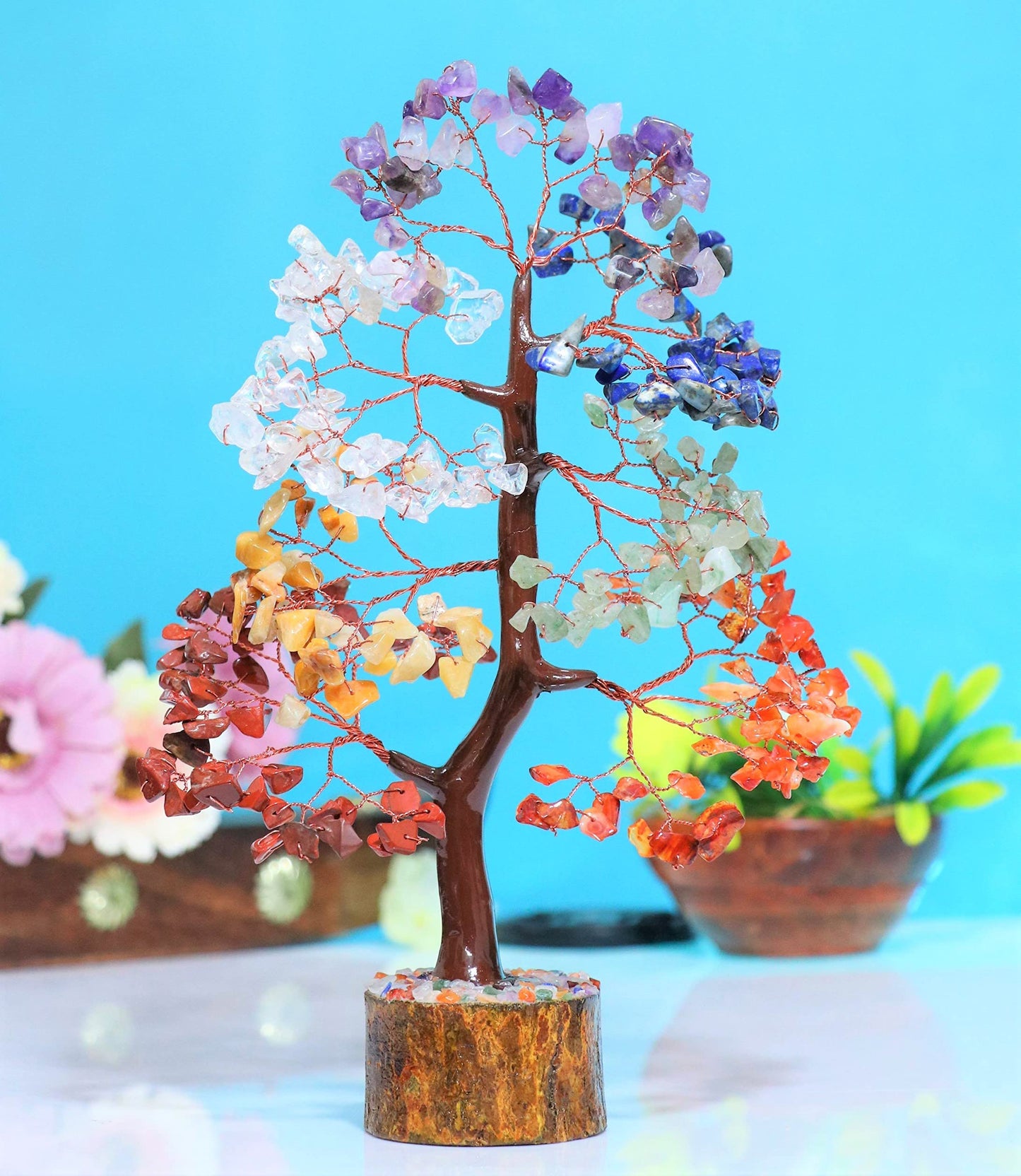 Crocon® 7 Chakhra Crystals Tree, Birthday Gifts for Women & Men, House Decor for Shelf, Healing Crystals, Spiritual Gift Decor, House Warming Gifts New Home, Birthday Gift for Mom Sister