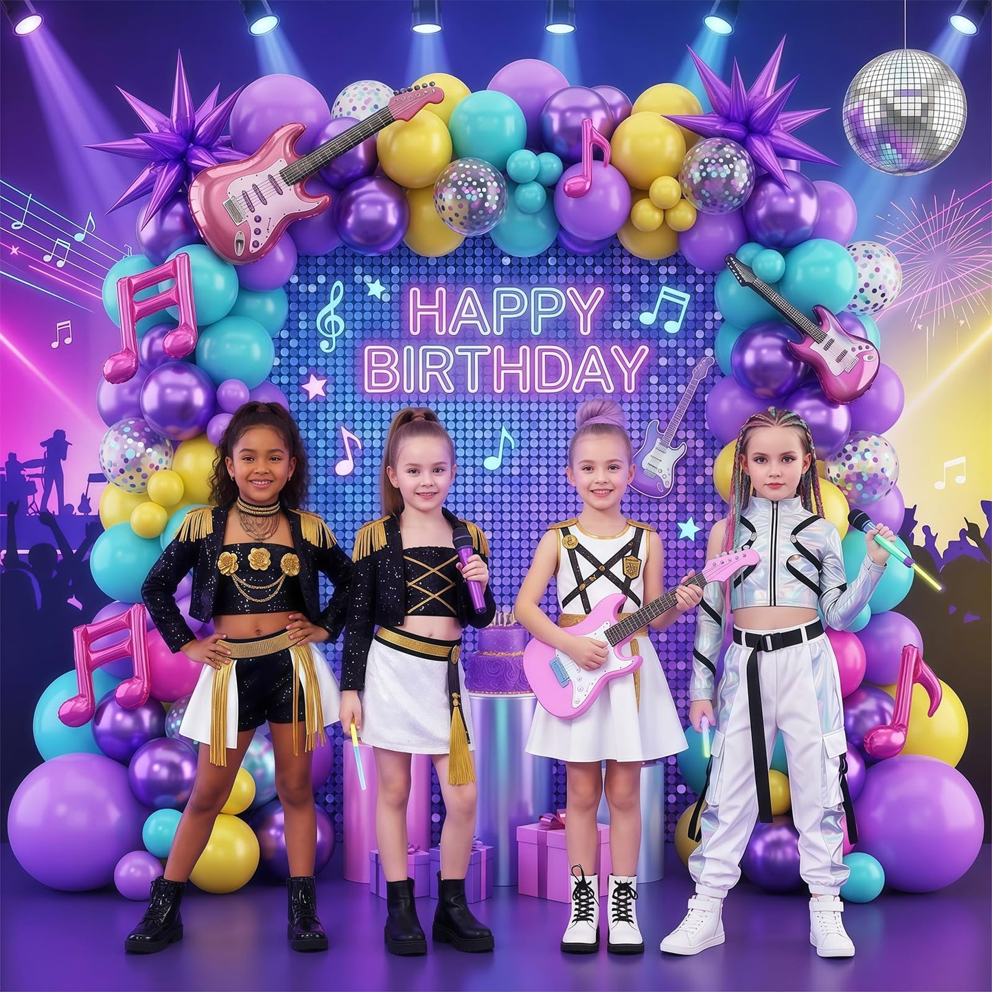 Pink Blue Purple Balloon, 60 Pcs 12 Inches Hot Pink Metallic Purple Teal Yellow Balloons Confetti Balloons for Kids Magic Theme Birthday Decoration Baby Shower Girls Music Party Supplies