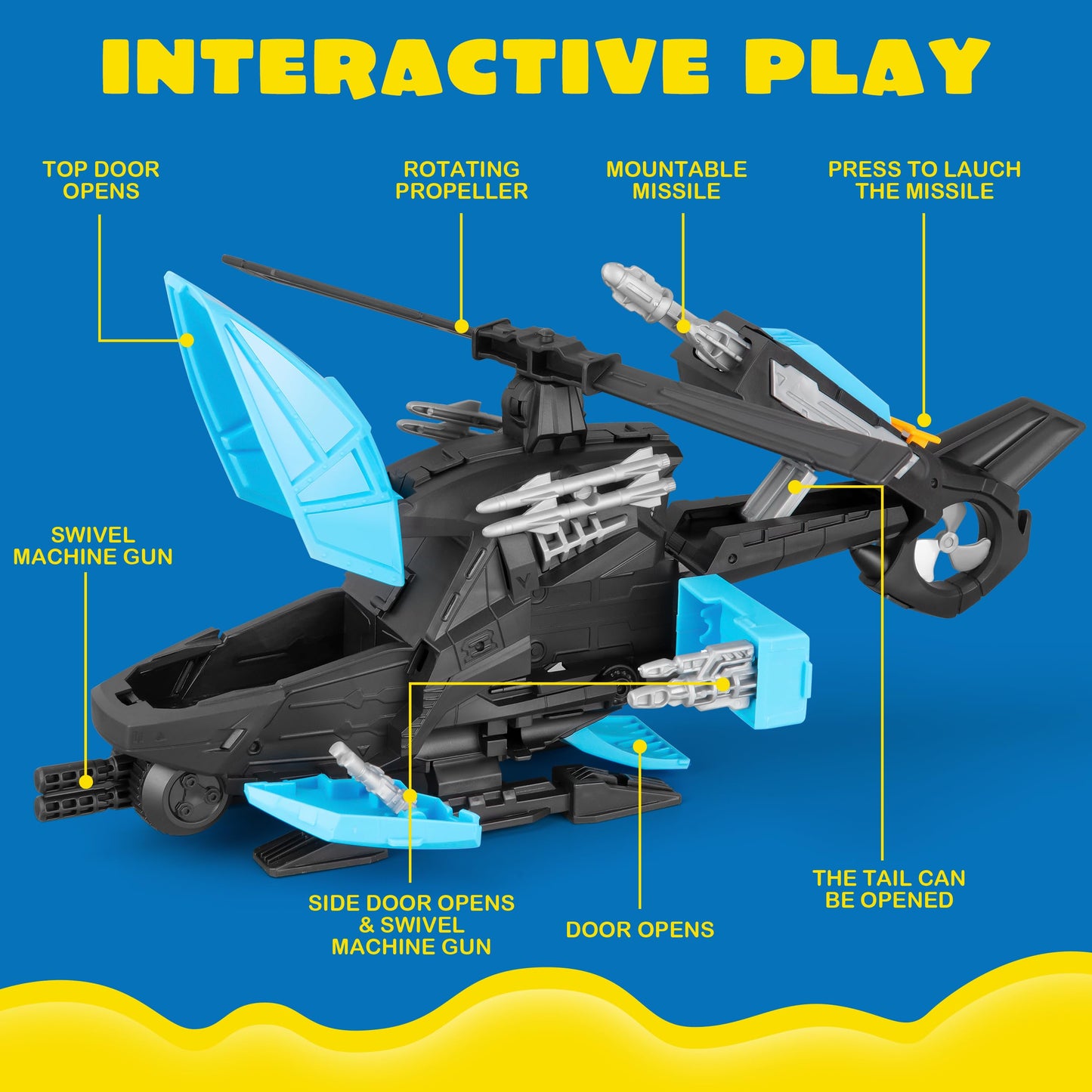 XDUOYJOY Police Helicopter Toy Playset with Vehicles, Fighter Jets, Airplane, SWAT Truck and Roadblocks, Police Rescue Patrol Car Toy for Kids Imaginative Pretend Play