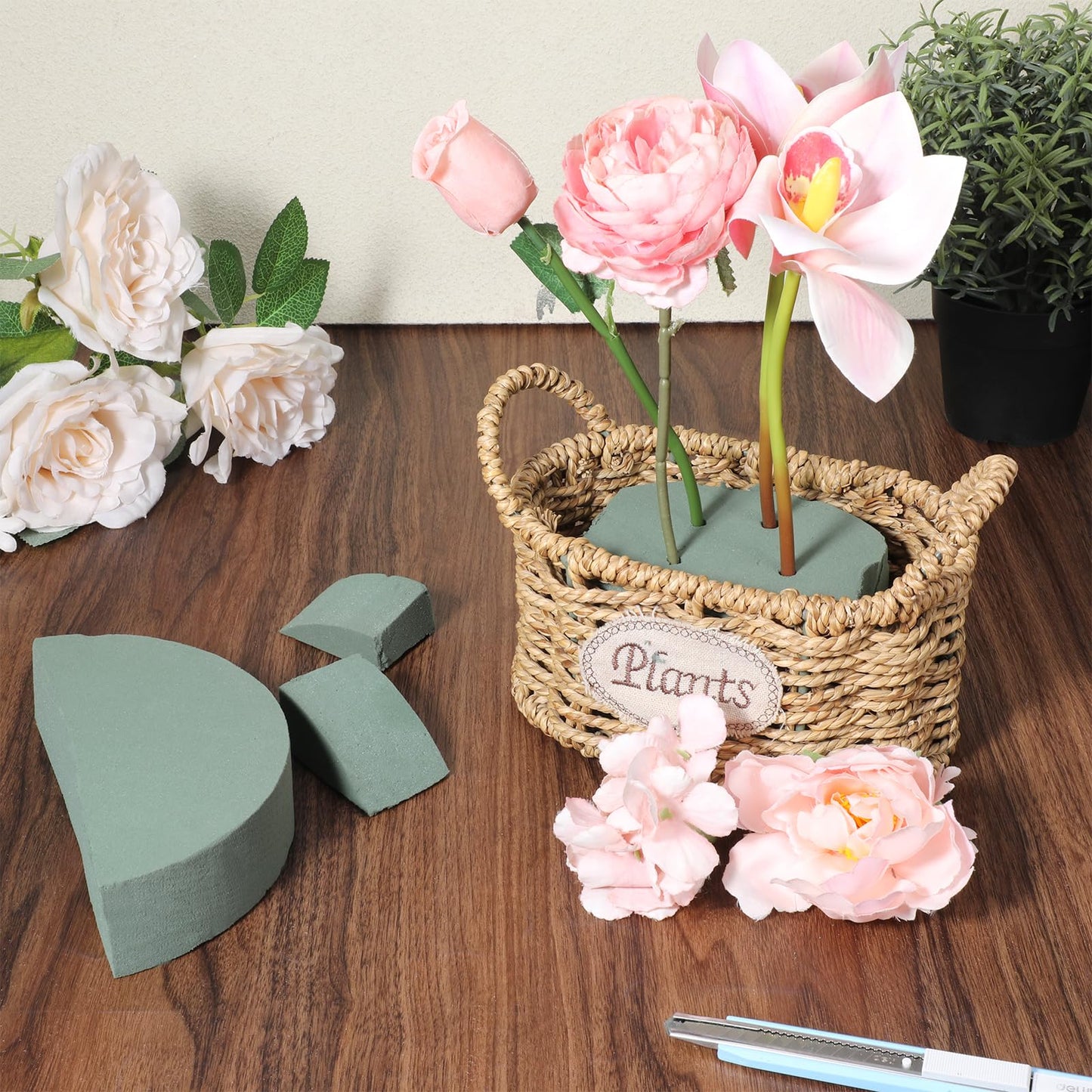 Ptwola 12 Packs Round Floral Foam Blocks, 6'' Dry Wet Flowers Plant Foam Florist Supplies for Fresh Artificial Arrangement DIY Arts Crafts Wedding Aisle Birthdays Home Office Garden Party Decorations