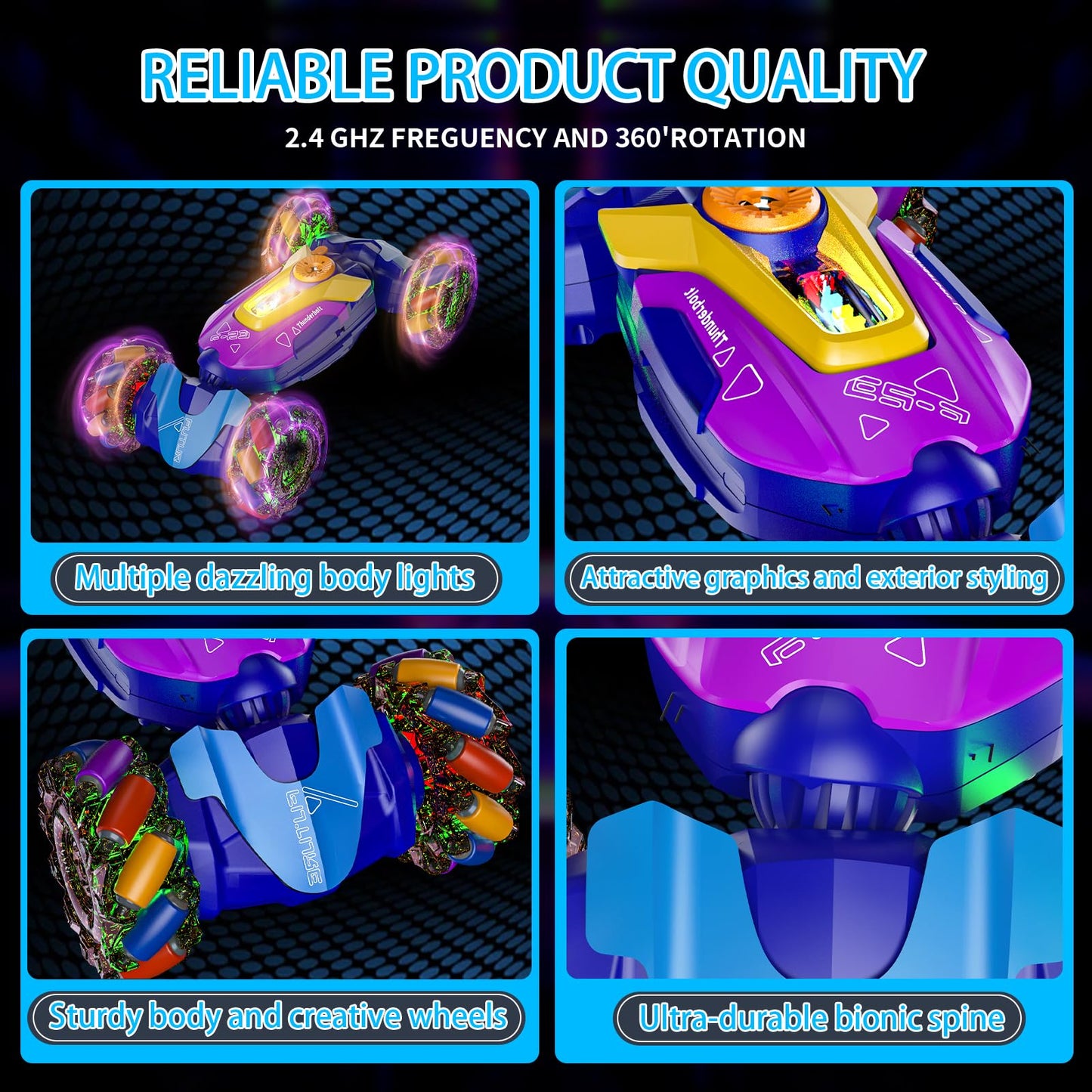 Gesture Sensing RC Stunt Car,Remote Control Car Toys for Ages 5-7-13,with Lights Music Spray,4WD 360° Spins All Terrains Kids Toys RC Cars,3-6 Year Old Boy Birthday Gift & 3-12 Best Gift for Kids