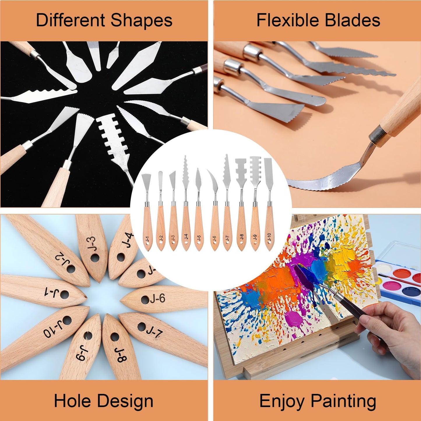 29 Pcs Palette Knife Set, Stainless Steel Palette Knife with Wooden Handle, Numbered Paint Spatula, Oil Painting Supplies for Acrylic Painting, Textured Art