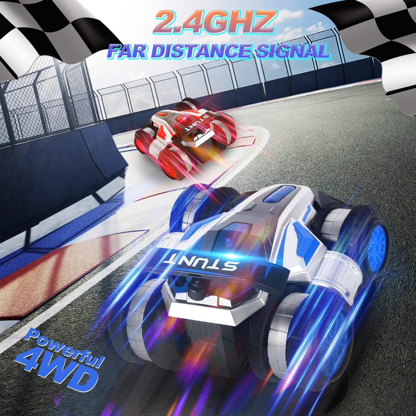 YEMIAI RC Stunt Car Drift Deformation Car, RC Stunt Toys for 4-7 Years, with Lighting and Music Toys for Birthday Gift, for Boys and Girls Ages 8-12