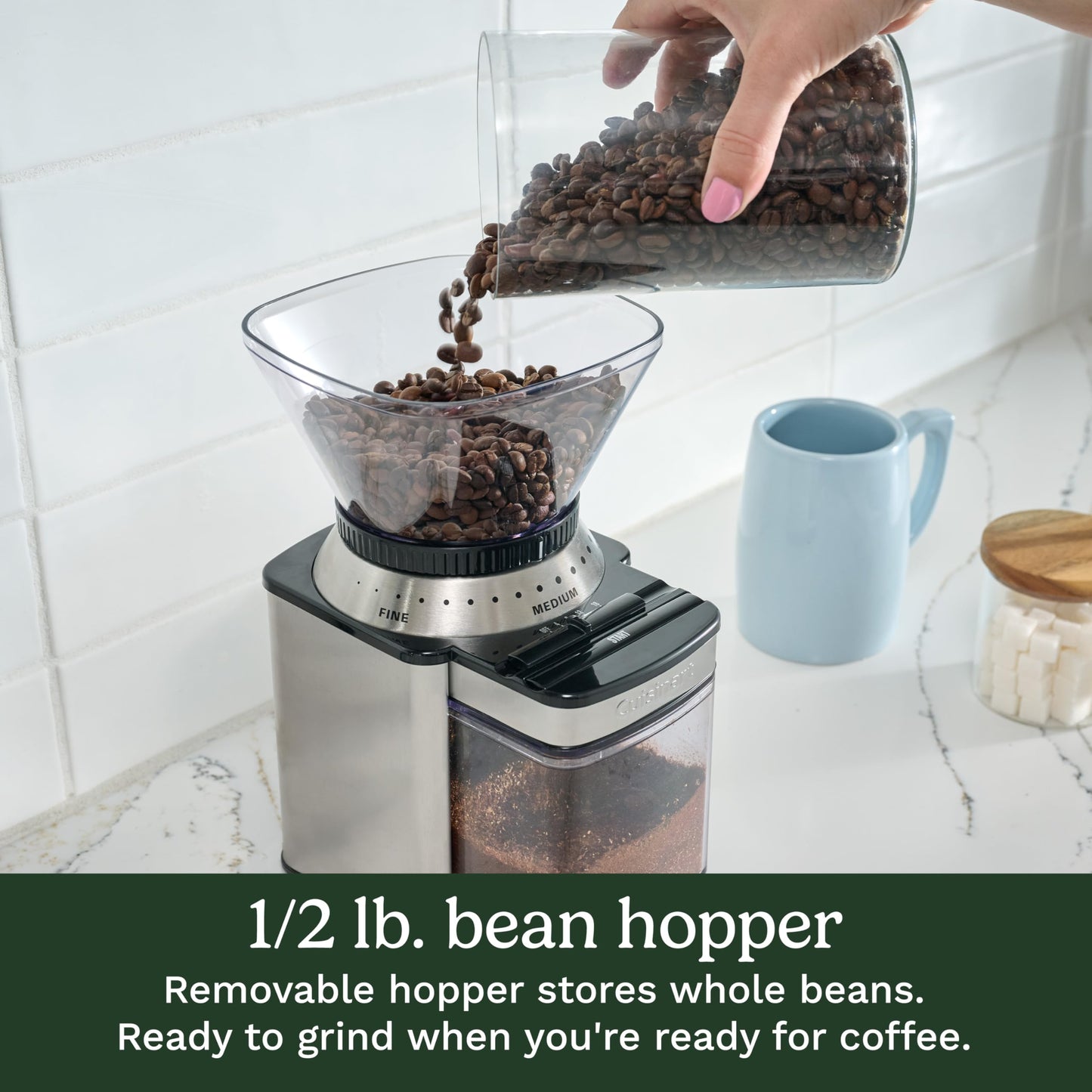 Cuisinart Coffee Grinder, Electric One-Touch Automatic Burr Coffee Grinder with 18-Position Grind Selector, Cup Size Selector for 4 – 18 Cups, DBM-8P1, Black Stainless