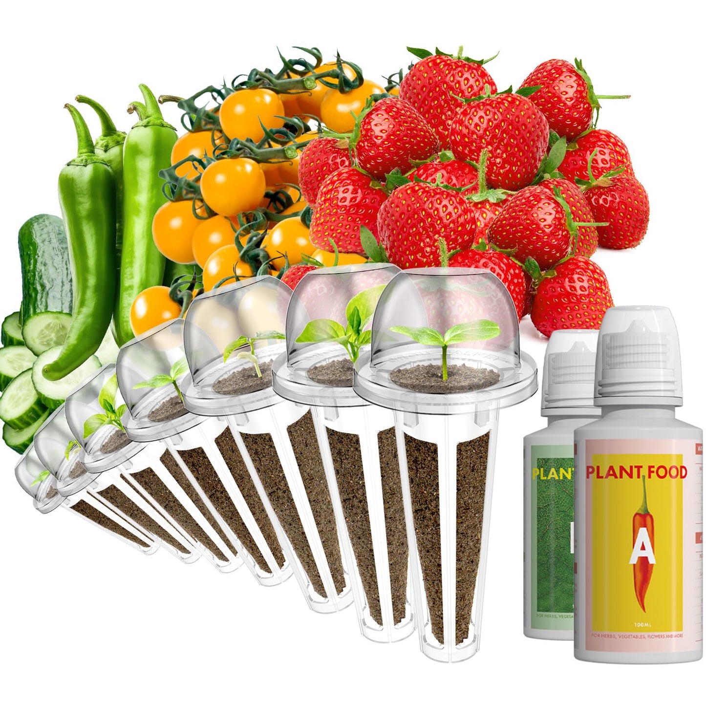 LYKOCLEAN Fruit Seed Kit for AeroGarden, iDOO Hydroponics Growing System Indoor Gardening, 7-Pod, Red Strawberry, Golden Cherry Tomato, Green Pepper, Cucumber, Dwarf Pea, Ruby QueenBeet, 350+ Seeds