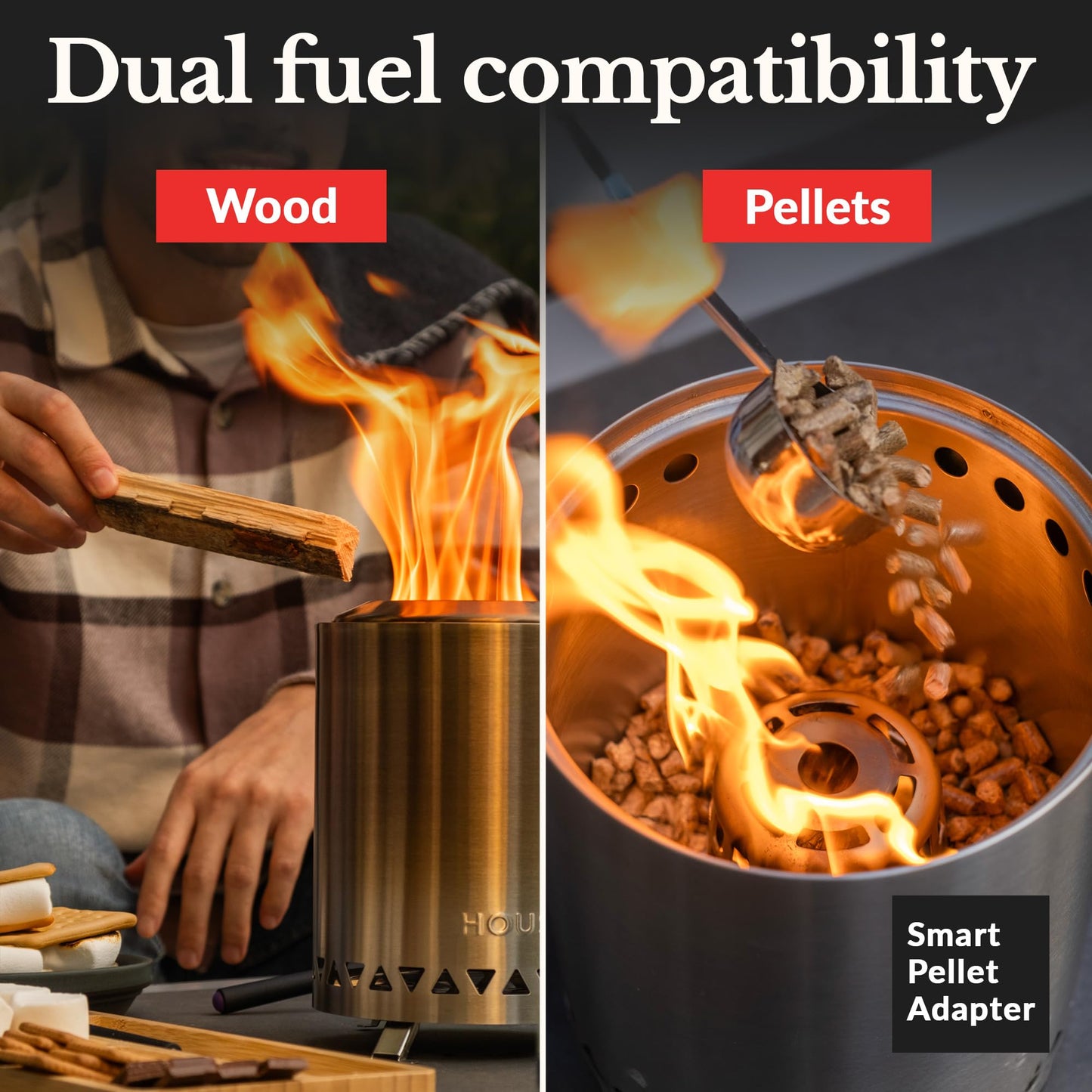 Houswise Smokeless Tabletop Fire Pit Outdoor - 8 Inch Mini Fire Pit, Wood Pellet Table Top Firepit, Portable Table Top Pit for Outside Patio, Small Pits Patio Heater Stove, Tabletop Firepit