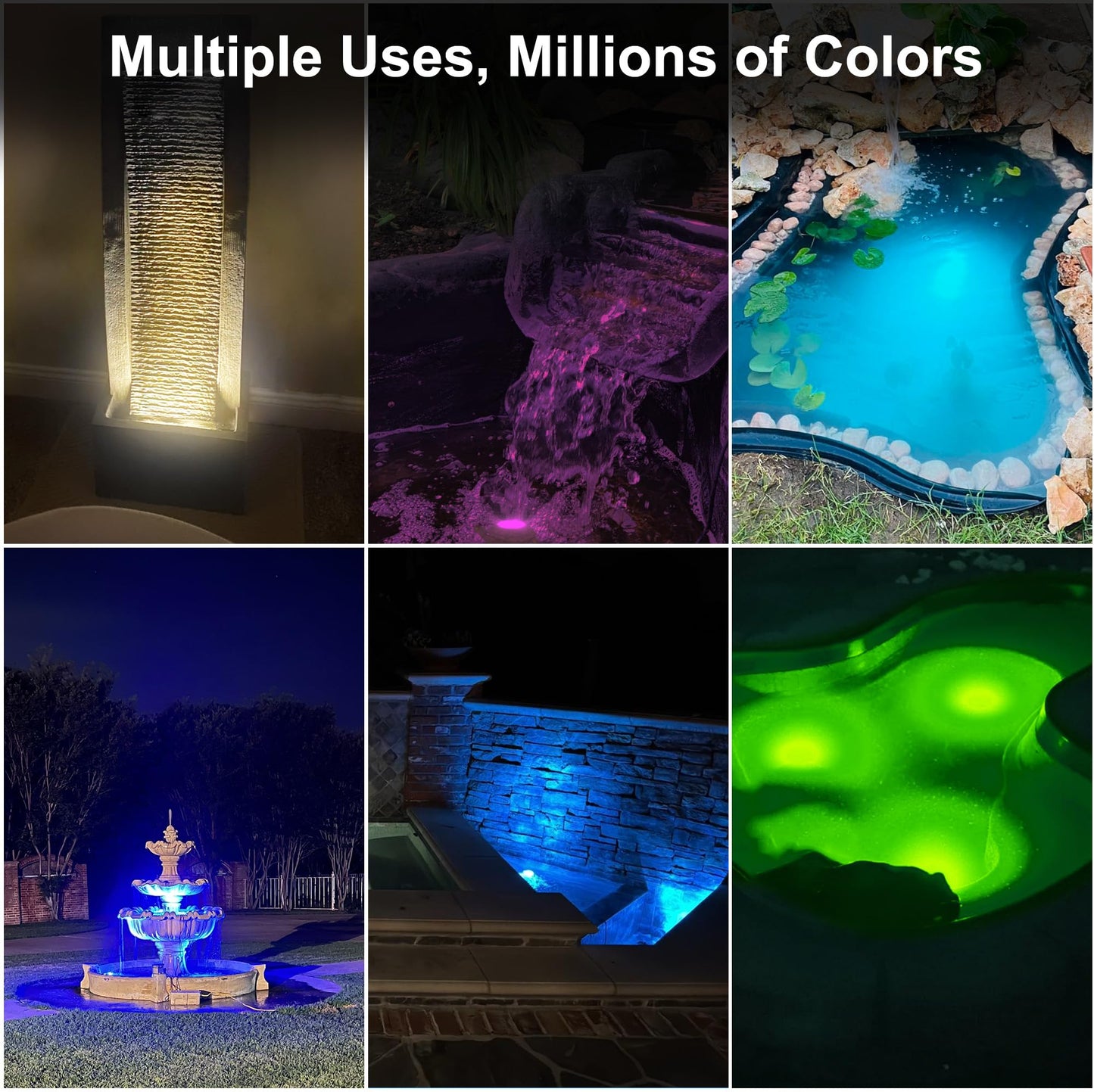 OSREE Pond Light LED Underwater with 12V Transformer, 6W Turtle Pond Lights with APP, IP68 Waterproof Fountain Lights with 32FT Cables for Ponds Fountain Waterfall Yard Water Feature, 1 SpotLights