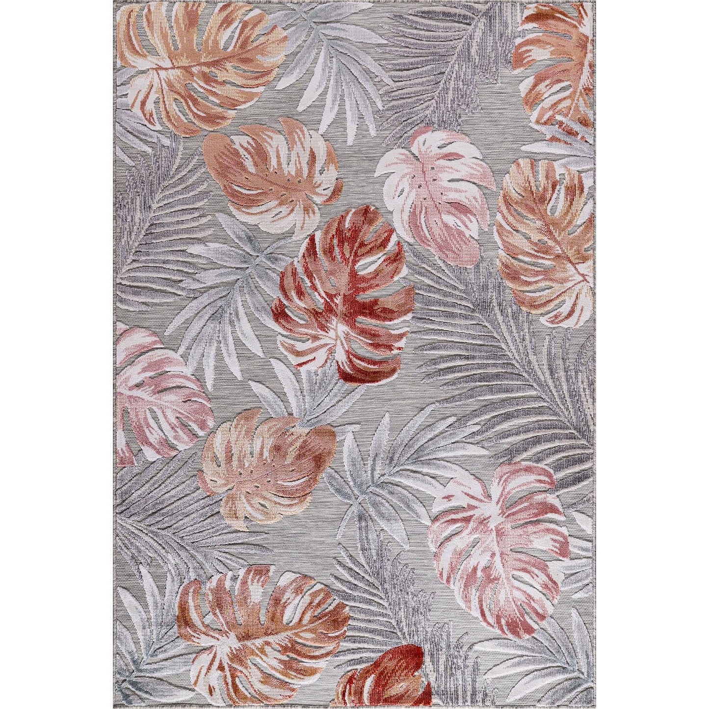 CAMILSON Indoor Outdoor Rug, Multi 7’10”x10’ Leaf Tropical Botanical Area Rugs for Indoor and Outdoor patios, Easy-Cleaning Non-Shedding Living Room, Garden and Kitchen Washable Outside Carpet (8x10)