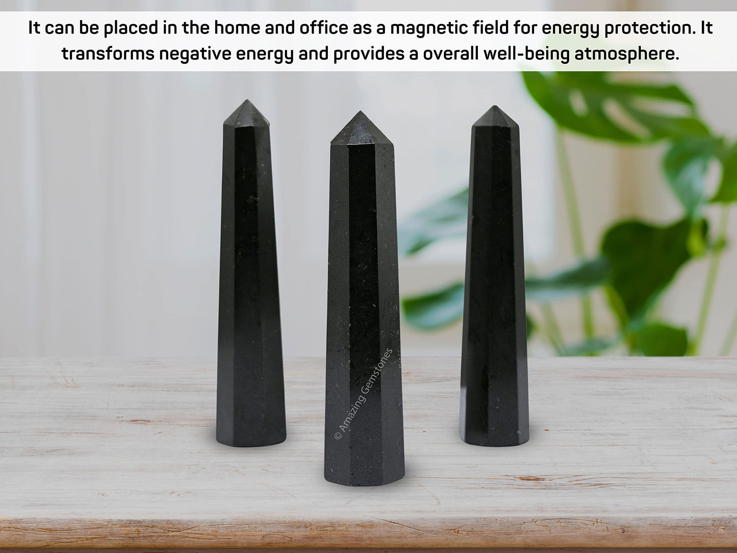 Amazing Gemstone Black Tourmaline Crystal Towers ~ Natural Healing Crystal Point Obelisk for Reiki Healing and Crystal Grid (3- Inch)