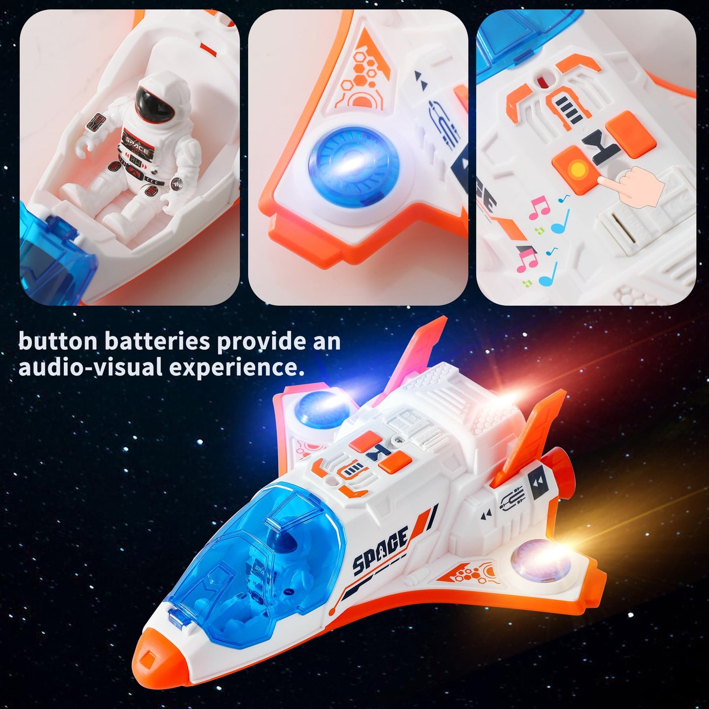 Wbzle Space Shuttle Toy for Kids 3-5, Rocket Ship Toy with Lights and Sound, Space Exploration Astronaut Toys Set, Airplane Toys for Kids Ages 4-8
