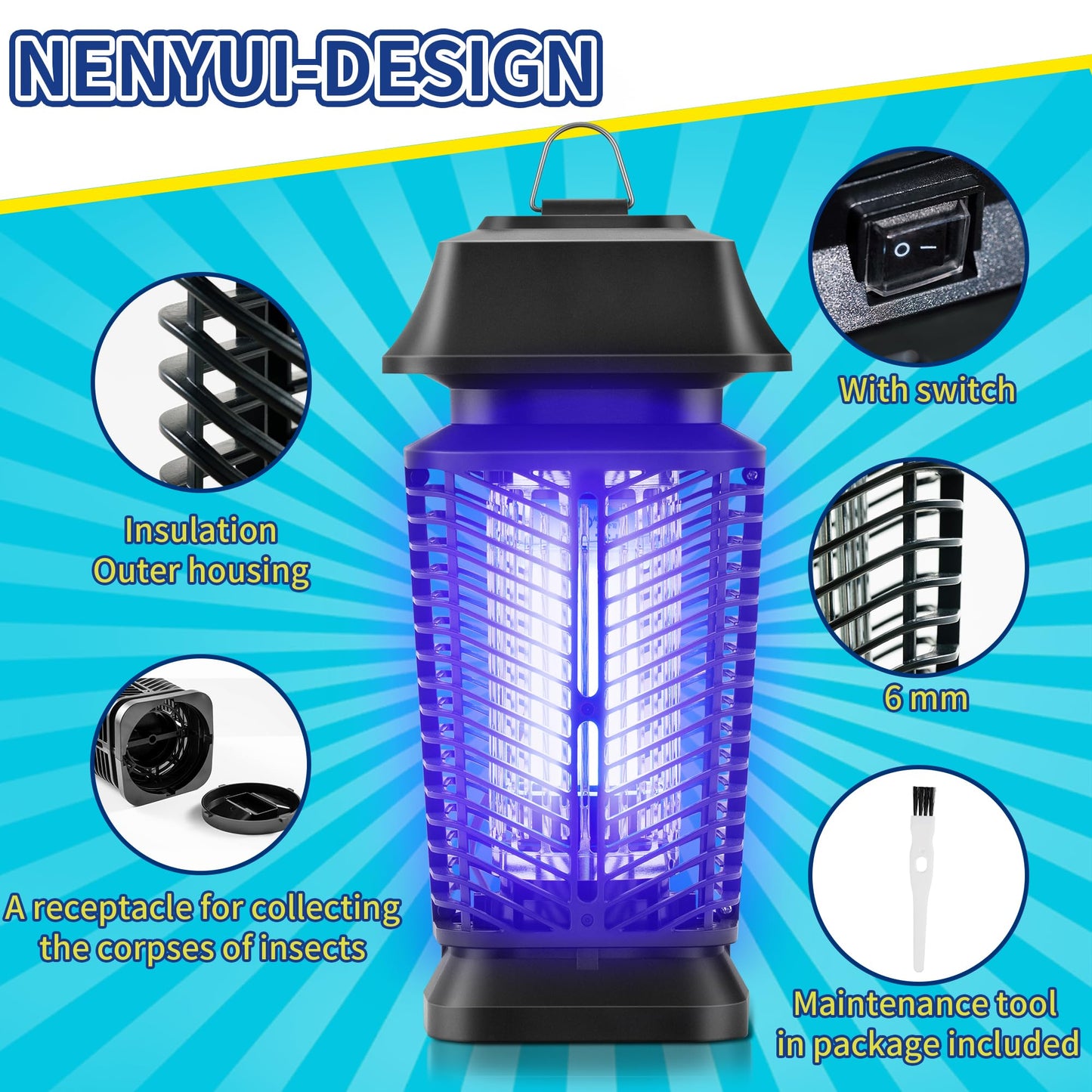 Mosqueda Bug Zapper Outdoor Electric Simply zap for Indoor Outdoor Fly Zapper Traps Mosquito Killer for Home, Backyard, Patio, 90-130V, Bug Zapper Indoor