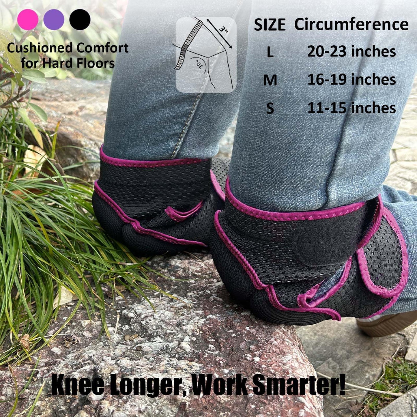 Work Knee Pads for Men & Women, Soft Knee Foam Pad for Gardening, Cleaning Floors – Anti-Slip Straps with Good Elasticity, Lightweight, Concrete Kneepads for Mechanics, Painters, Workers – Pink M