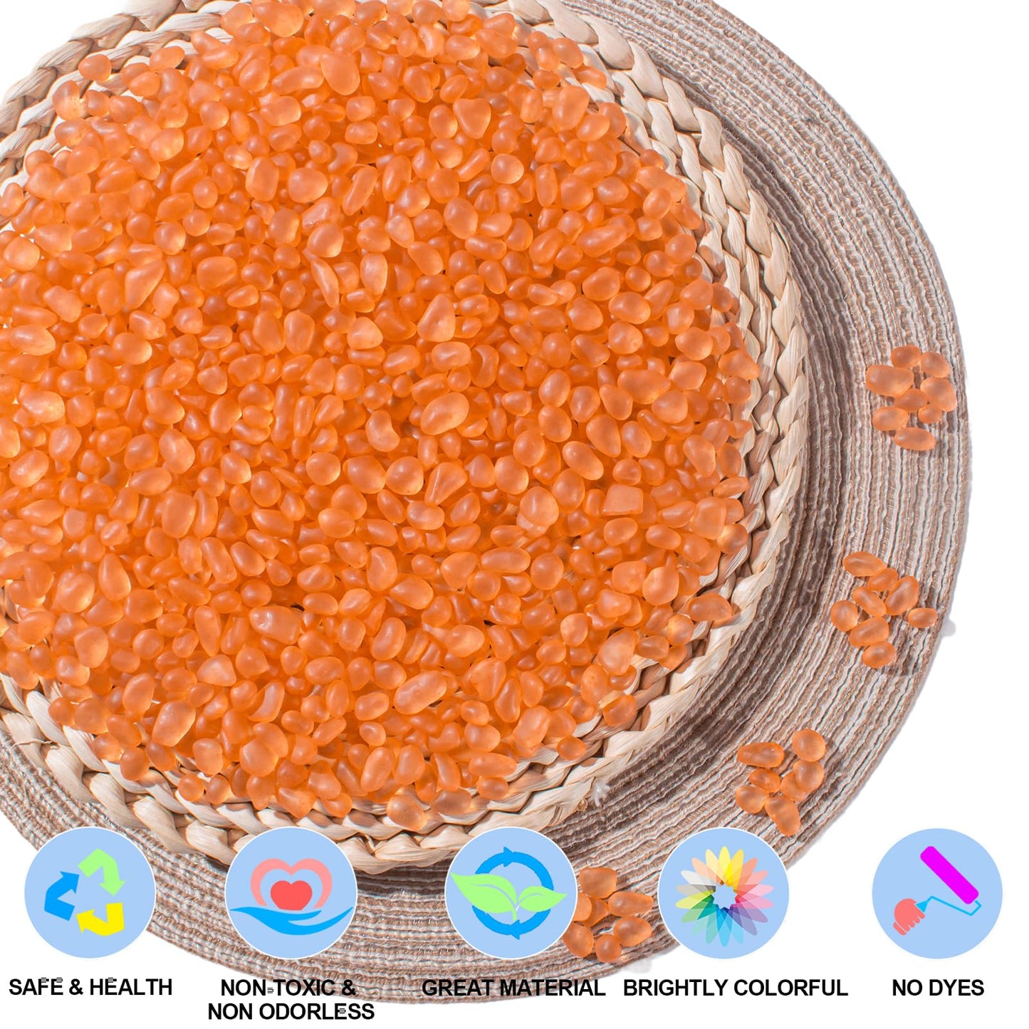 Keedolla Aquarium Rocks Betta Fish Tank Gravel, 3 LB Frosted Sea Glass Marbles Gemstones for Vase Fillers, DIY Crafts and Home Decor - Orange, 6-9mm