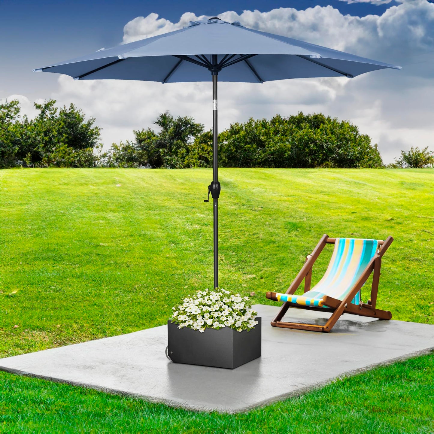 DorBuphan Patio Umbrella Base with Wheels, Heavy Duty Umbrella Base Stand with Fillable Planter, 150LBS Capacity Umbrella Stand for Outdoor, Patios, Gardens
