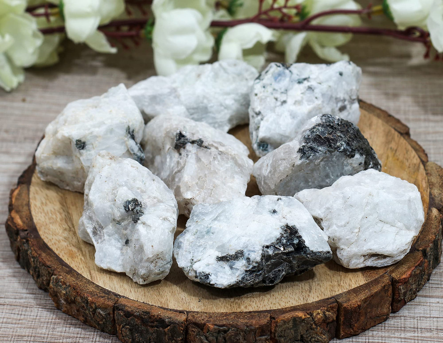 Crocon® 1LB Rainbow Moonstone Rough Bulk Rocks Natural Stone Raw Gemstone Crystals and Stones Tumbling Cabbing Polishing Spiritual Gifts Gem Mining Chakra Balancing Reiki Healing Home Office Décor