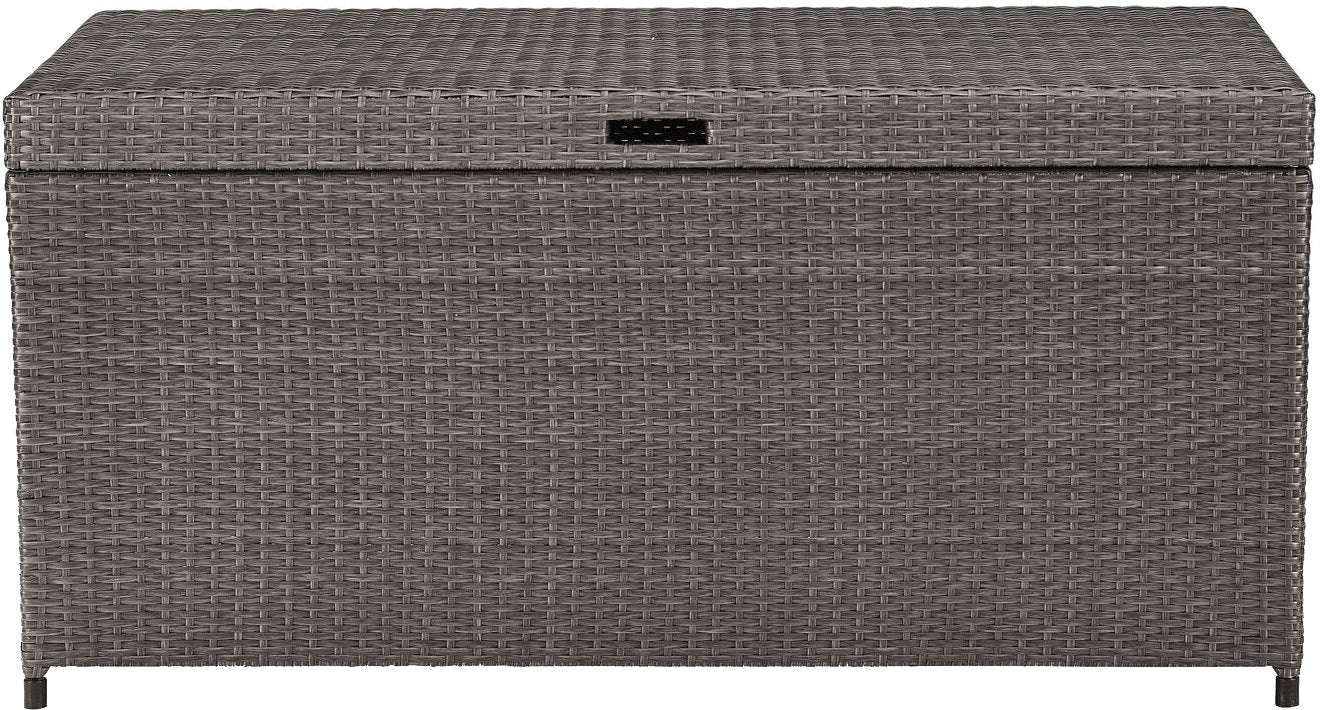 Crosley Furniture Palm Harbor Wicker Outdoor Storage Box for Patio Furniture Cushions and Pool Floats, Gray