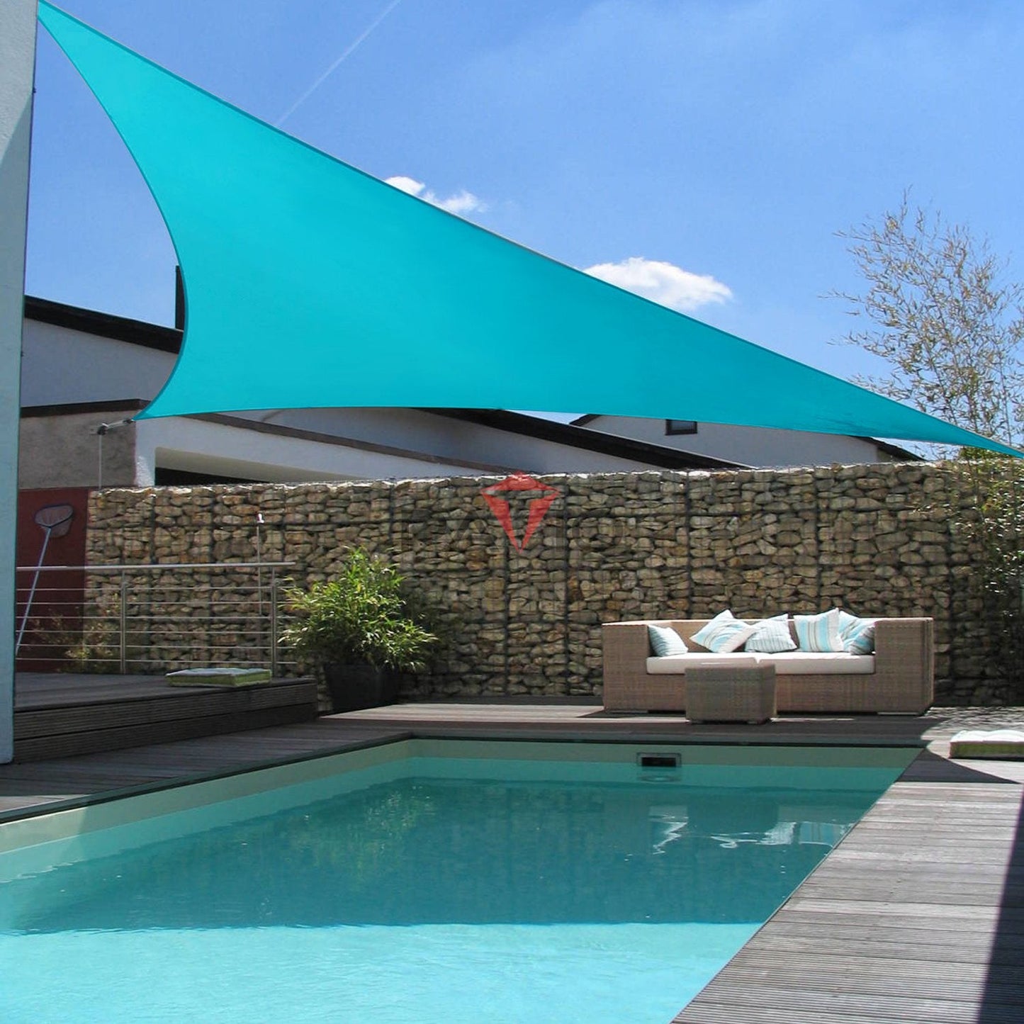 Patio Paradise 16' x 16' x 16' Sun Shade Sail Triangle Canopy Shade Cloth Fabric Sunlight Block Patio Pergola Cover HDPE Deck Awning for Outdoor Backyard Roof Shading, Turquoise
