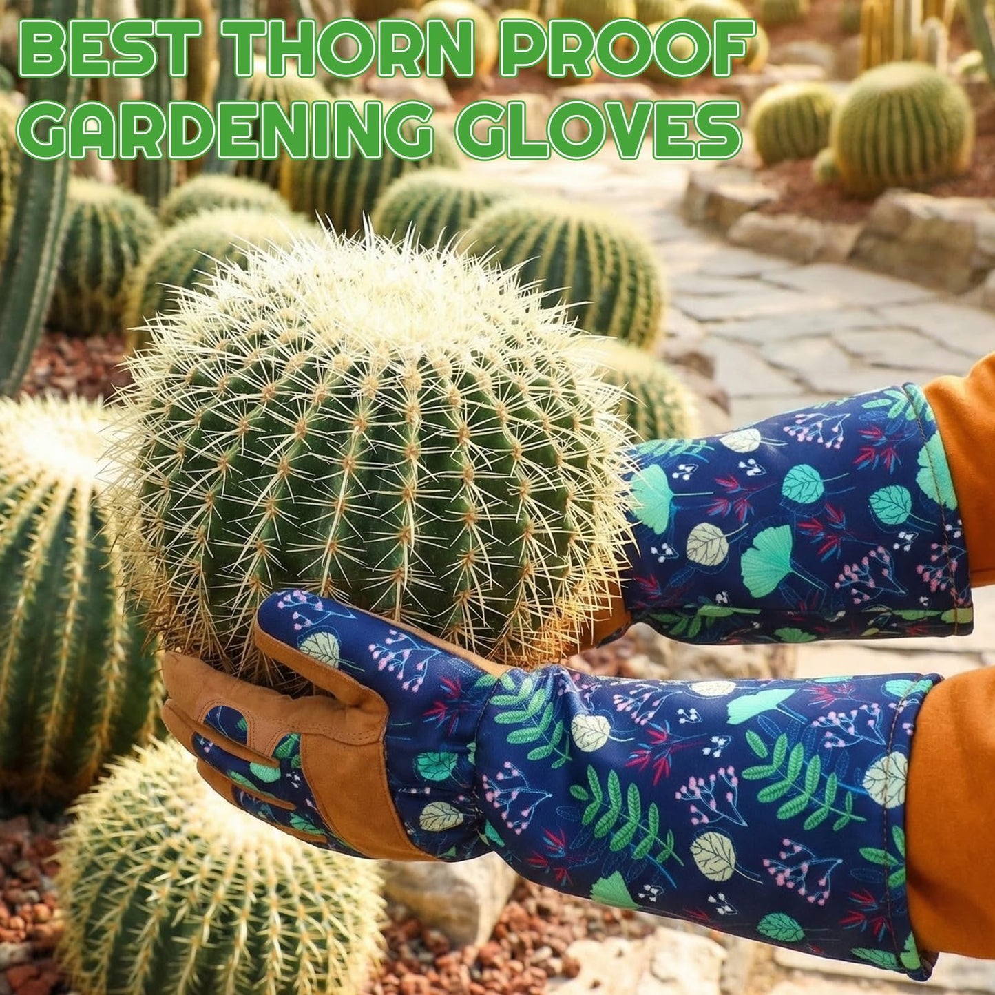 Zhamate 2 Pairs Gardening Gloves Thorn Proof for Women, Long And Short Leather Gardening Gloves Women Working Glove for Rose Pruning Yard Work