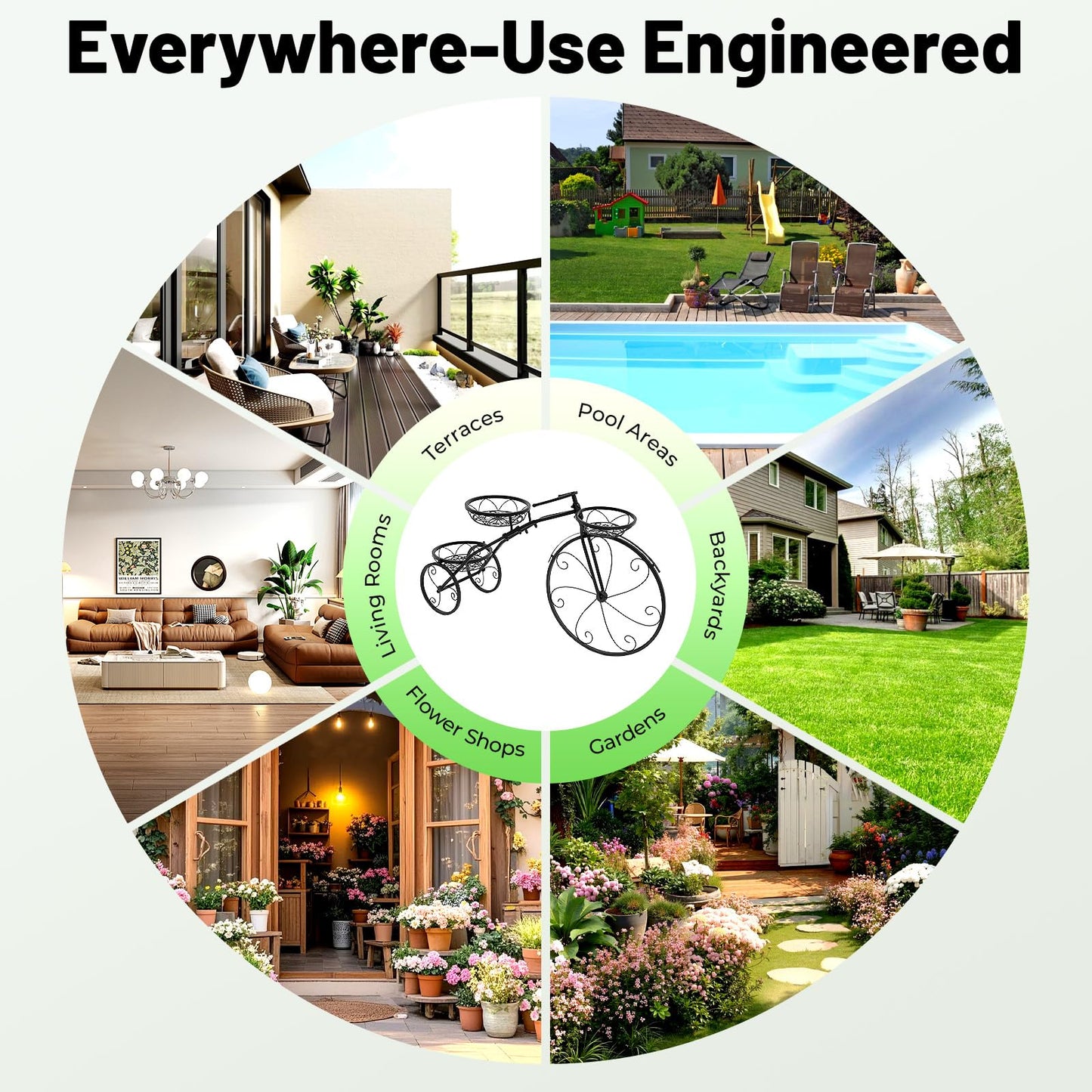 Tricycle Plant Stand, Metal Bicycle Planter With Three Baskets, Flowerpot Holder Bicycle Display Rack Shelf For Entryways, Living Rooms, Sunny Windows, Staircases, Screened Terraces