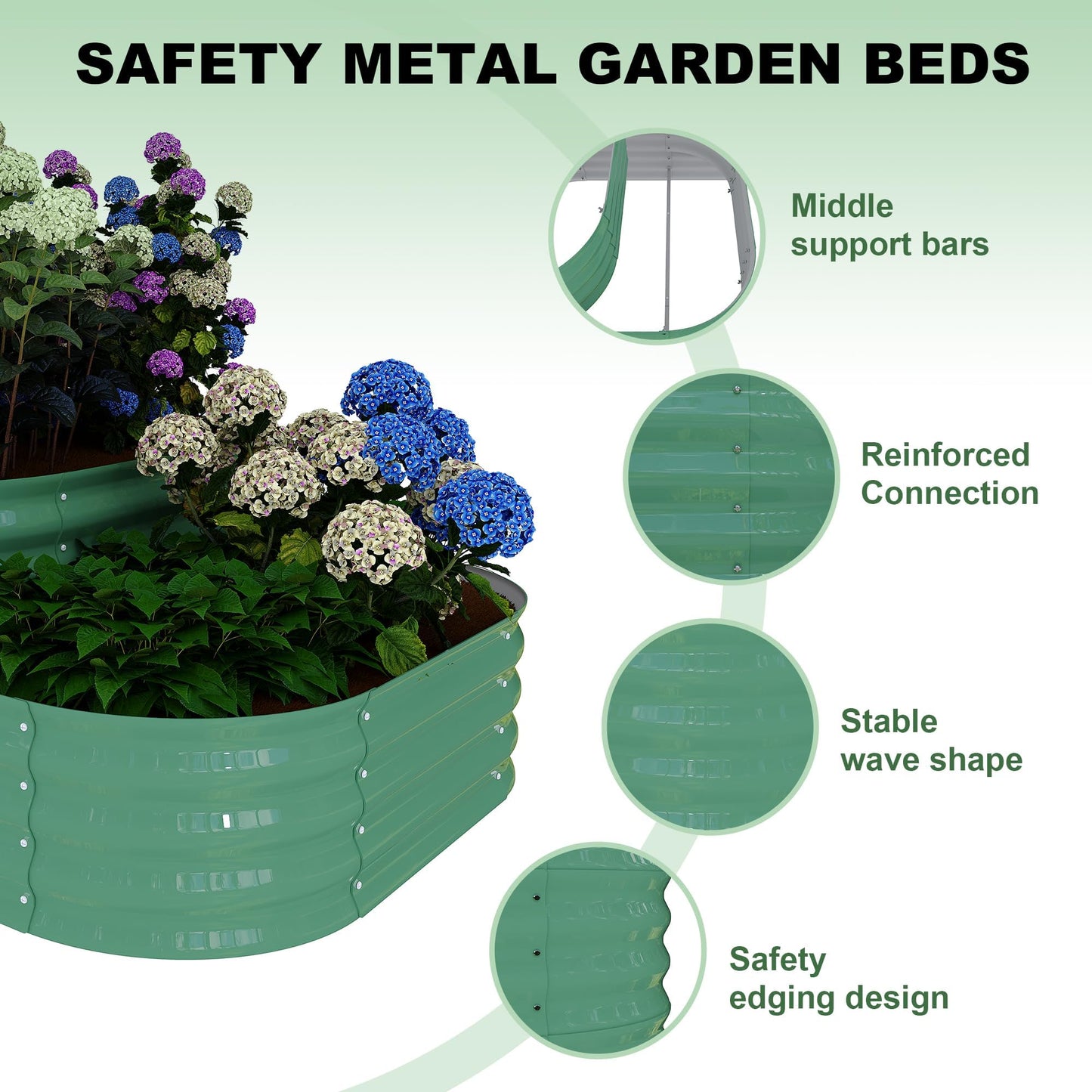 Galvanized Raised Garden Bed Kit – 61x42x31 in Outdoor Planter Box for Vegetables, Herbs & Flowers. Modular 3-In-1 Raised Garden Beds Outdoor with Open Base, Garden Box and Planters for Plants