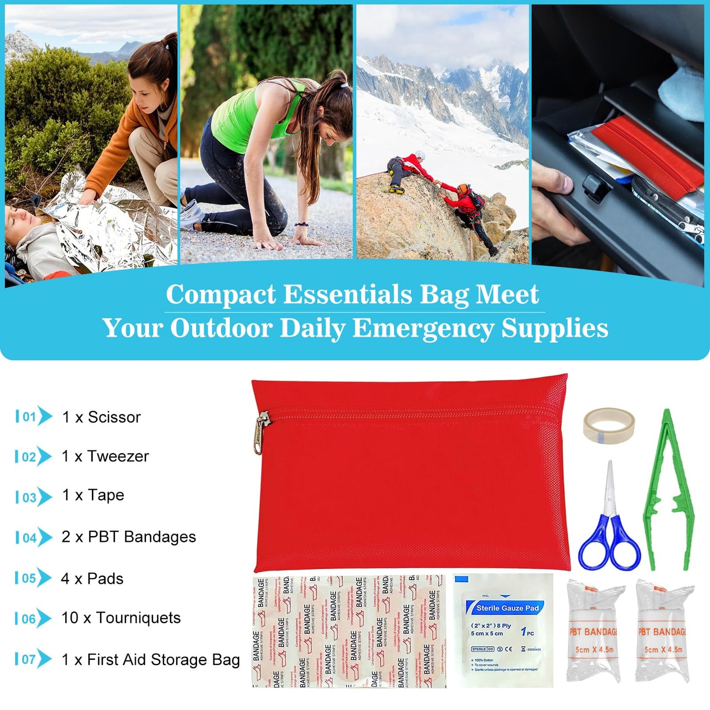 Ranallto Car Emergency Roadside Tool kit,Road Side Safety Assistance Kit for Women Men Adult,Auto Truck Vehicle Emergency Bag with Shovel Jumper Cable First Aid Kit