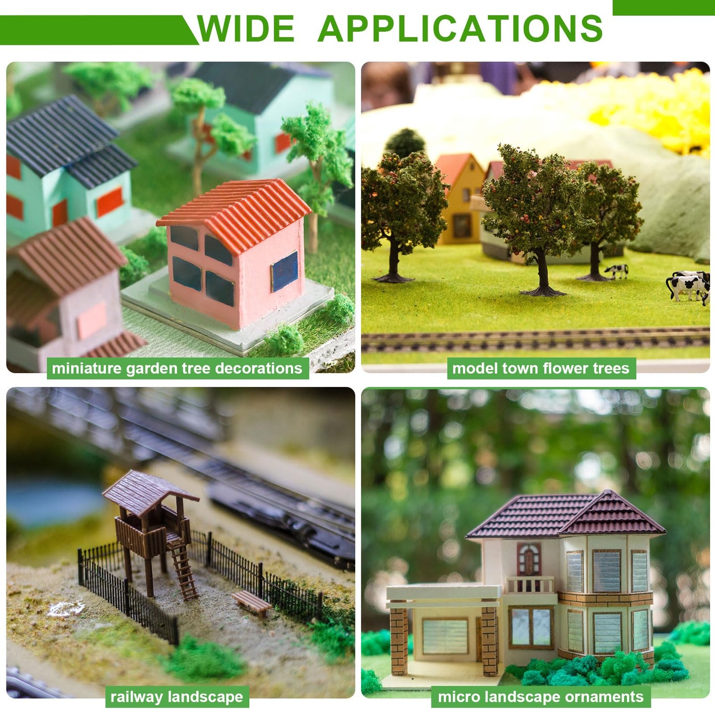CoCud Model Flower Grass, 185ml Capacity, Fake Miniature Flower Grass Tree Sponge Green/Yellow - (Applications: DIY Dollhouse Fairy Garden Model Railway Landscape), 2-Pieces