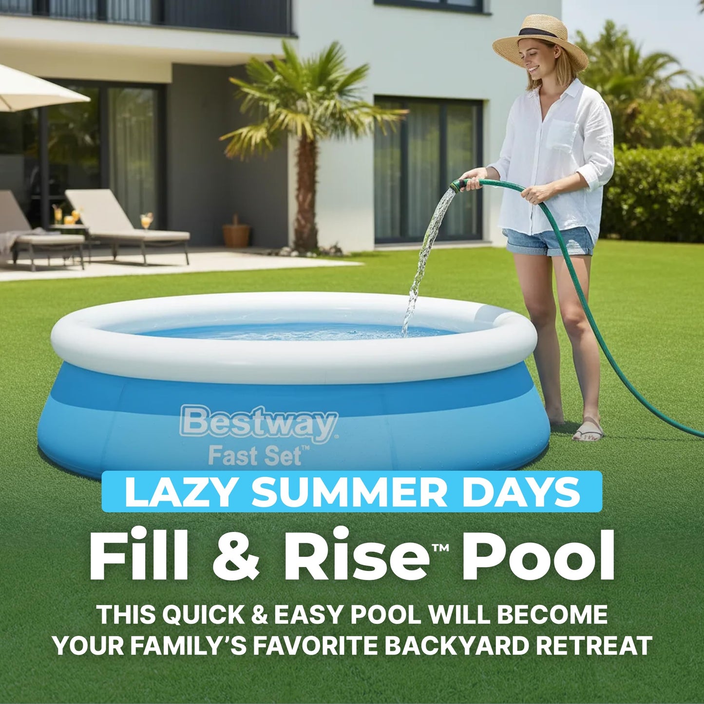 Bestway Fast Set Inflatable Above Ground Pool | 6' x 20" Round | Puncture-Resistant Tritech Material | 248 Gal Capacity | Easy Setup & Storage | Inflatable Top Ring Swimming Pool for Kids