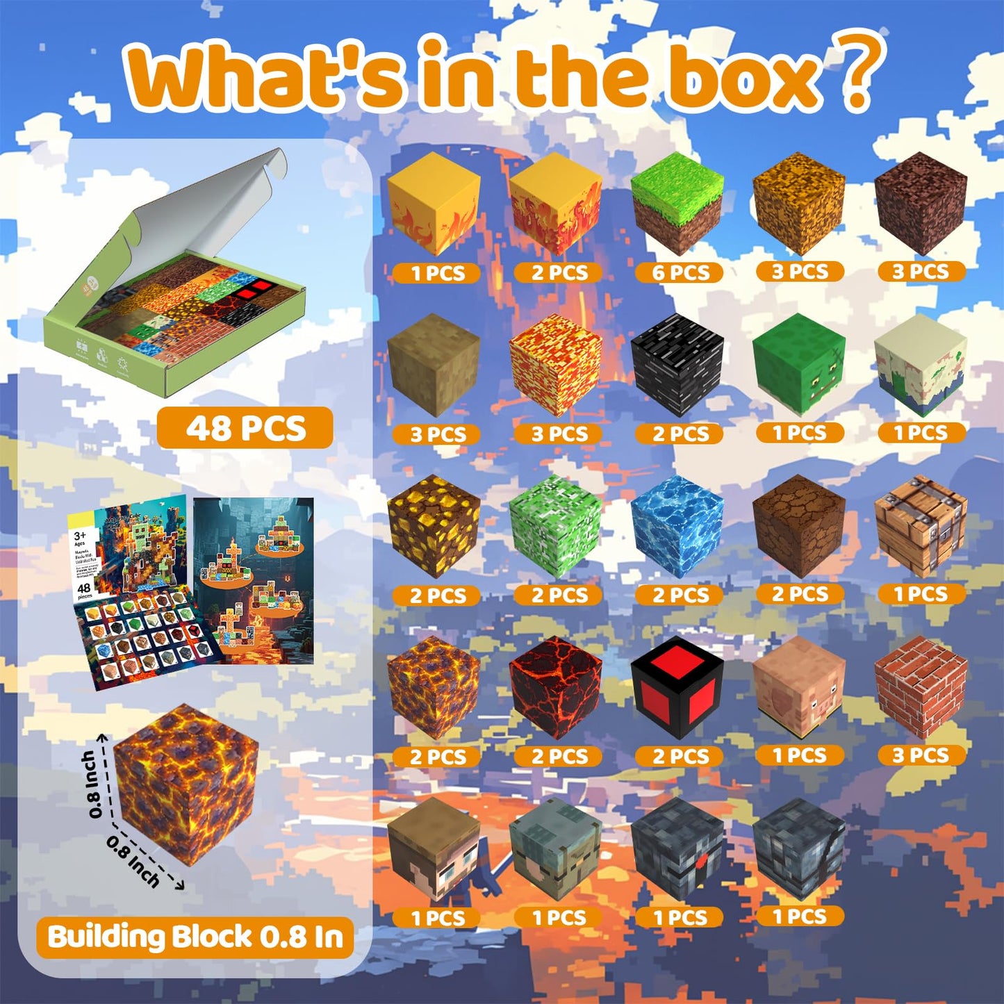SSAWER Magnetic Blocks Building Toys for Kids, 48 PCS Magnetic Blocks for Kids Ages 4-8, Magnet Cubes, STEM Sensory Toys for Boys & Girls, Christmas Birthday Gifts for Kid Ages 3+