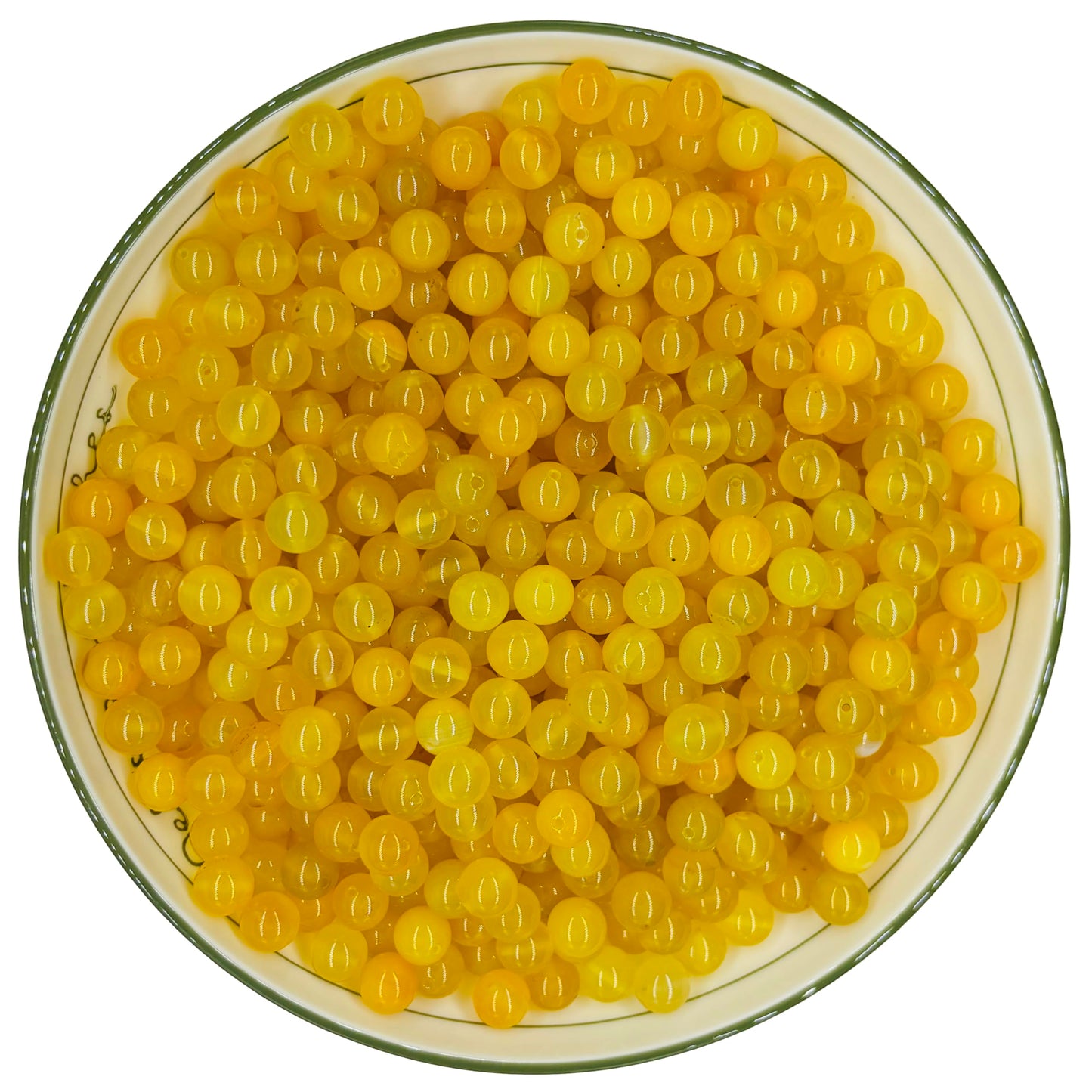 WHNKFB 6mm 100PCS Natural Yellow Agate Round Beads, Banded Loose Stone Beads for Jewelry Making Craft - 4mm 6mm 8mm 10mm Options with Free Elastic Cord