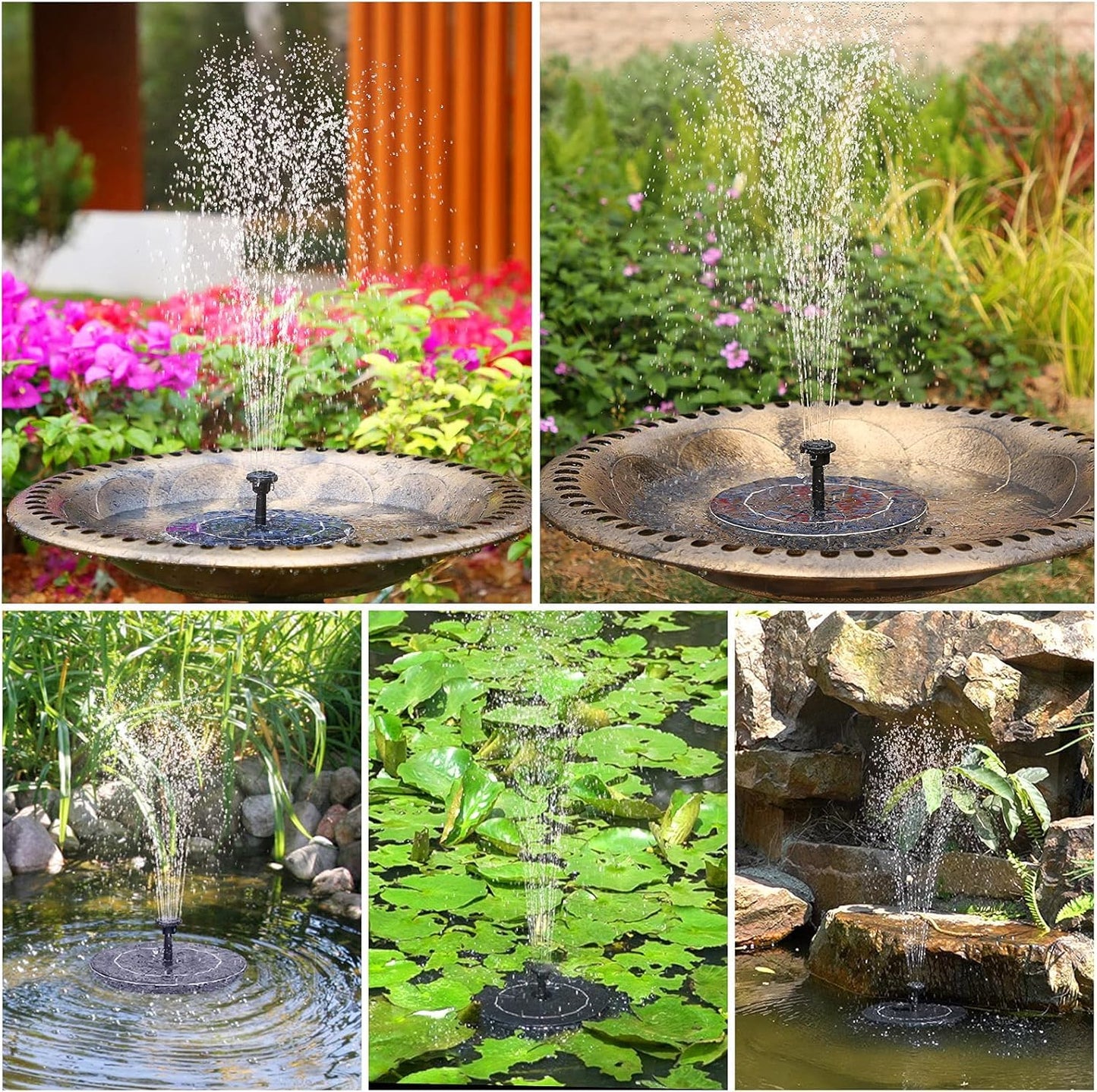 AISITIN Bird Bath Outdoor, Polyresin Lightweight Birdbath for Garden with 2.5W Solar Fountain, Used in Outside, Patio, Pond, Solar Fountain for Bird Bath