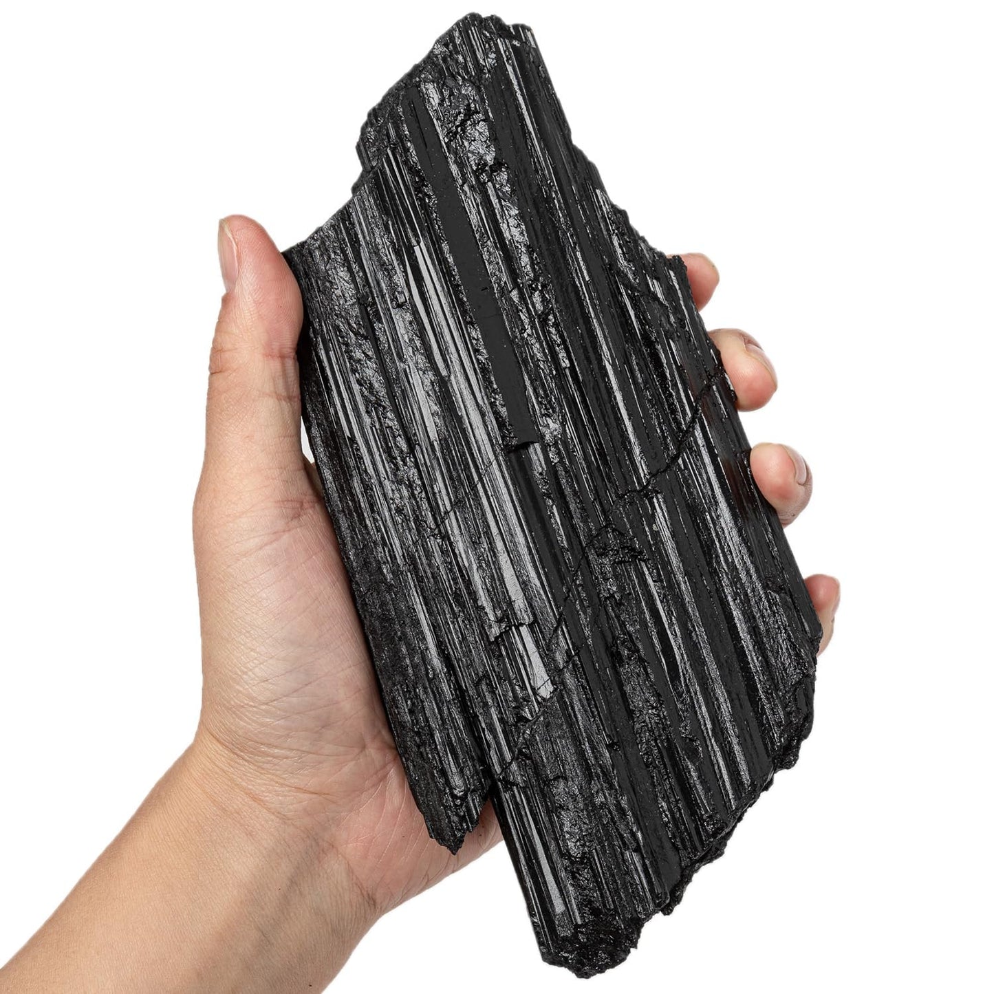 SMOHEAL Large Raw Black Tourmaline Crystal Natural Rough Stone Healing Crystals for Meditation Reiki Energy Decoration 1.5-2lbs