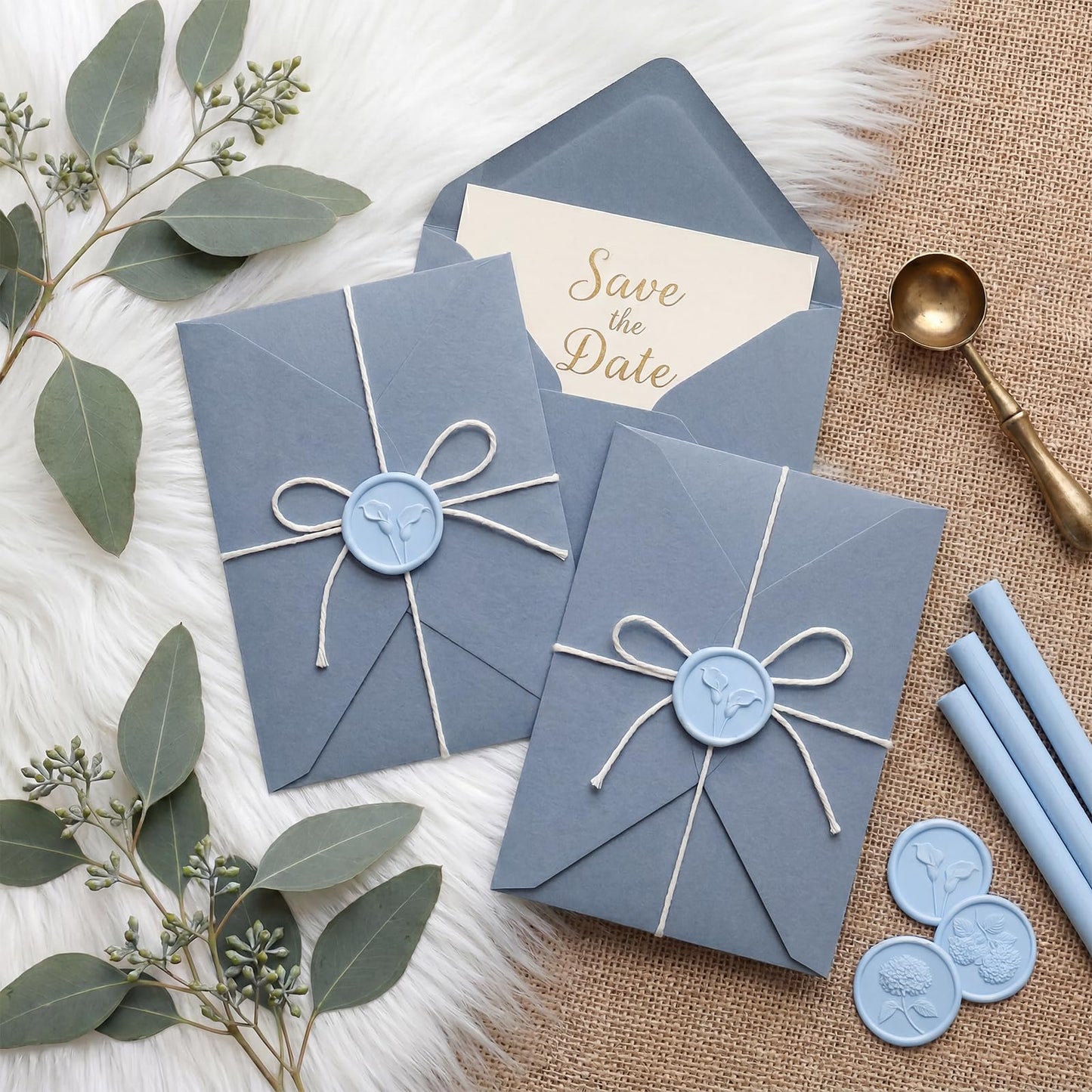 UNIQOOO Light Blue Glue Gun Sealing Wax Sticks for Wax Seal Stamp - Perfect for Wedding Invitations, Cards Envelopes, Snail Mails, Wine Packages, Christmas Gift Ideas, Pack of 16