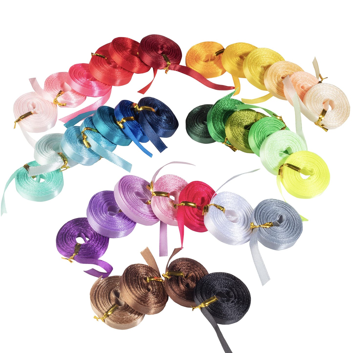 Satin Ribbon 36 Pack (1/4", 5 Yards Each) No Wire, DIY Arts & Crafts, Gift Wrapping Baskets, Wedding Decor, Sewing Projects, Party Favor Embellishment, Hair Bows, Floral, Baby Showers, Holiday Wreath