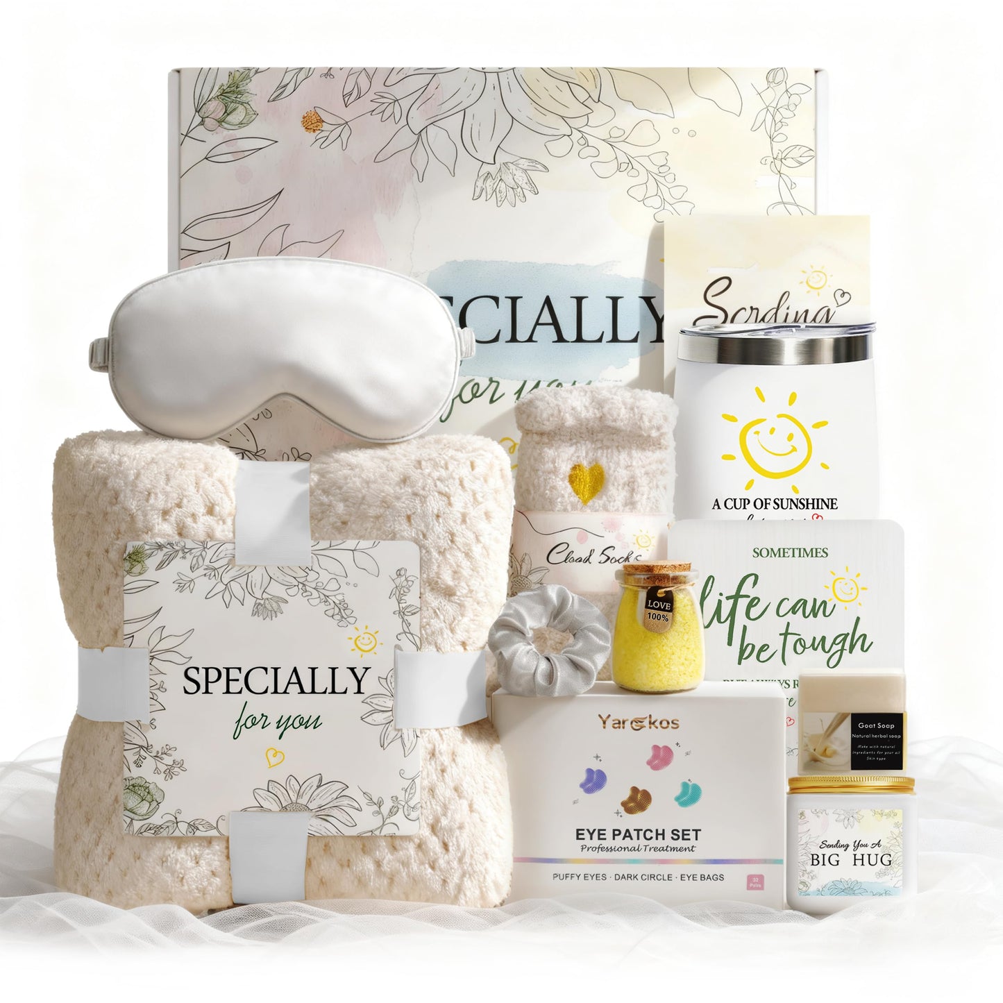 Birthday Gifts for Women - 11 Pcs Self Care Gift Basket Set for Mom Sister Friend - Get Well Soon Gift Box - Recovery After Surgery Care Package - Friendship Inspirational Cheer Up Thank You Present
