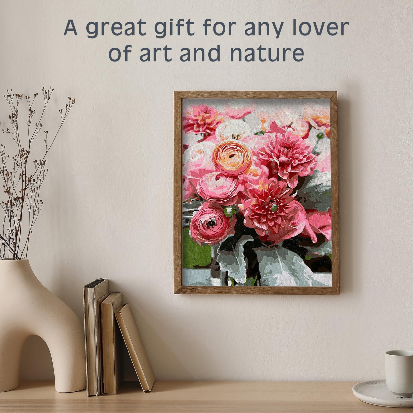 Pink Picasso Kits Blushing Blooms Paint by Numbers for Adults & Teens, Floral Botanical Art Set, 16x20 Canvas with Acrylic Colors & Brushes, Beginner DIY Gift Women