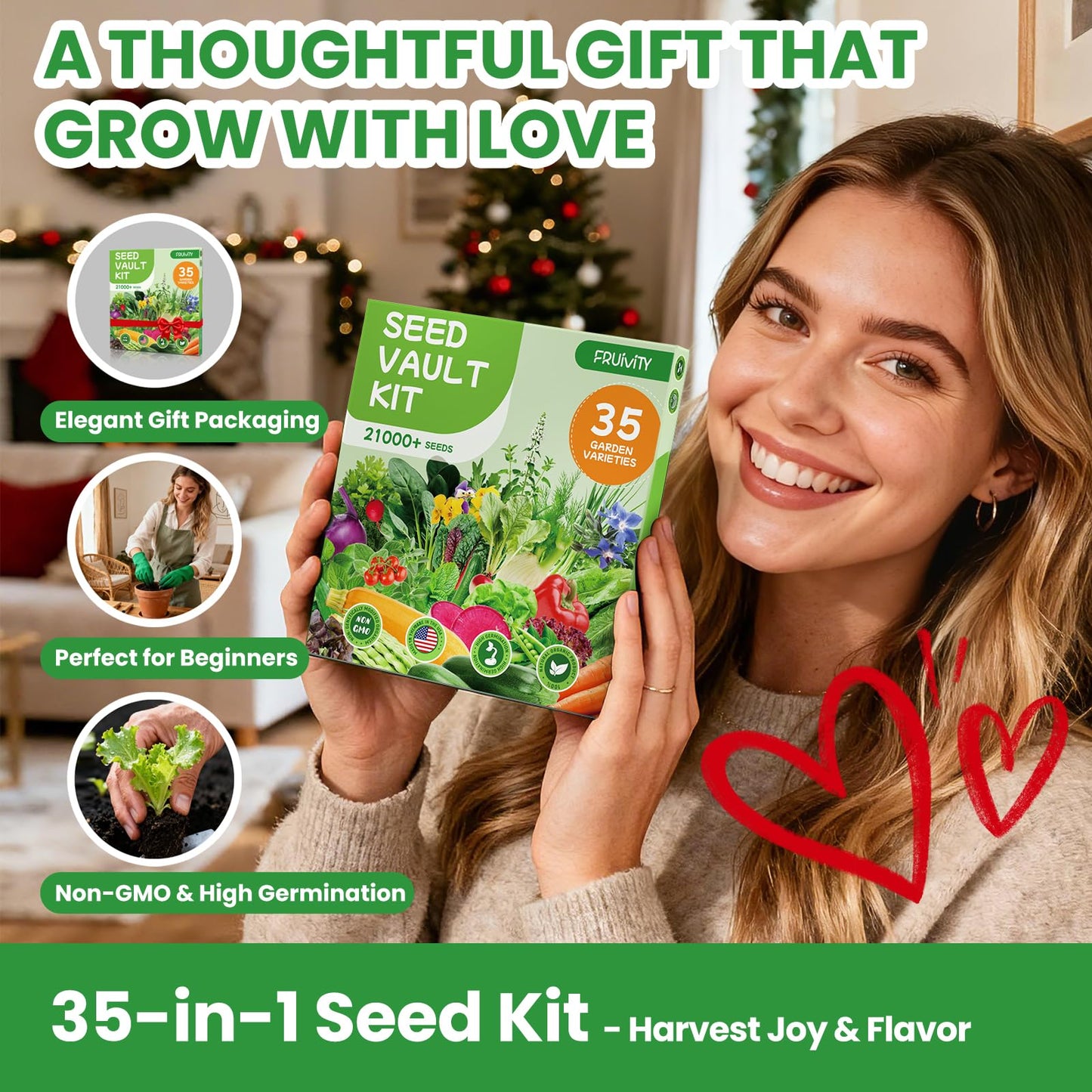 35 Heirloom Seeds Variety Pack - 21000+ Seeds for Planting Vegetables and Fruits, Home Garden Seeds for Hydroponic, Indoor and Outdoor, Unique Garden Starter Set Gift for Mother, Women...