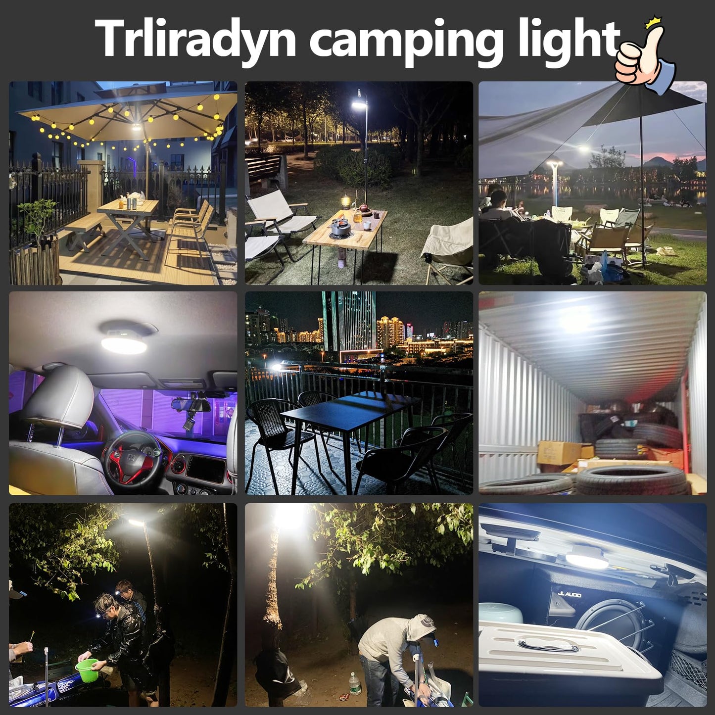 10000mAh Rechargeable Hanging Tent Lighting, Portable 30W 4000LM LED Camping Lantern with Magnet, 4 Lighting Modes, IPX5 Waterproof LED Flashlight for Emergency